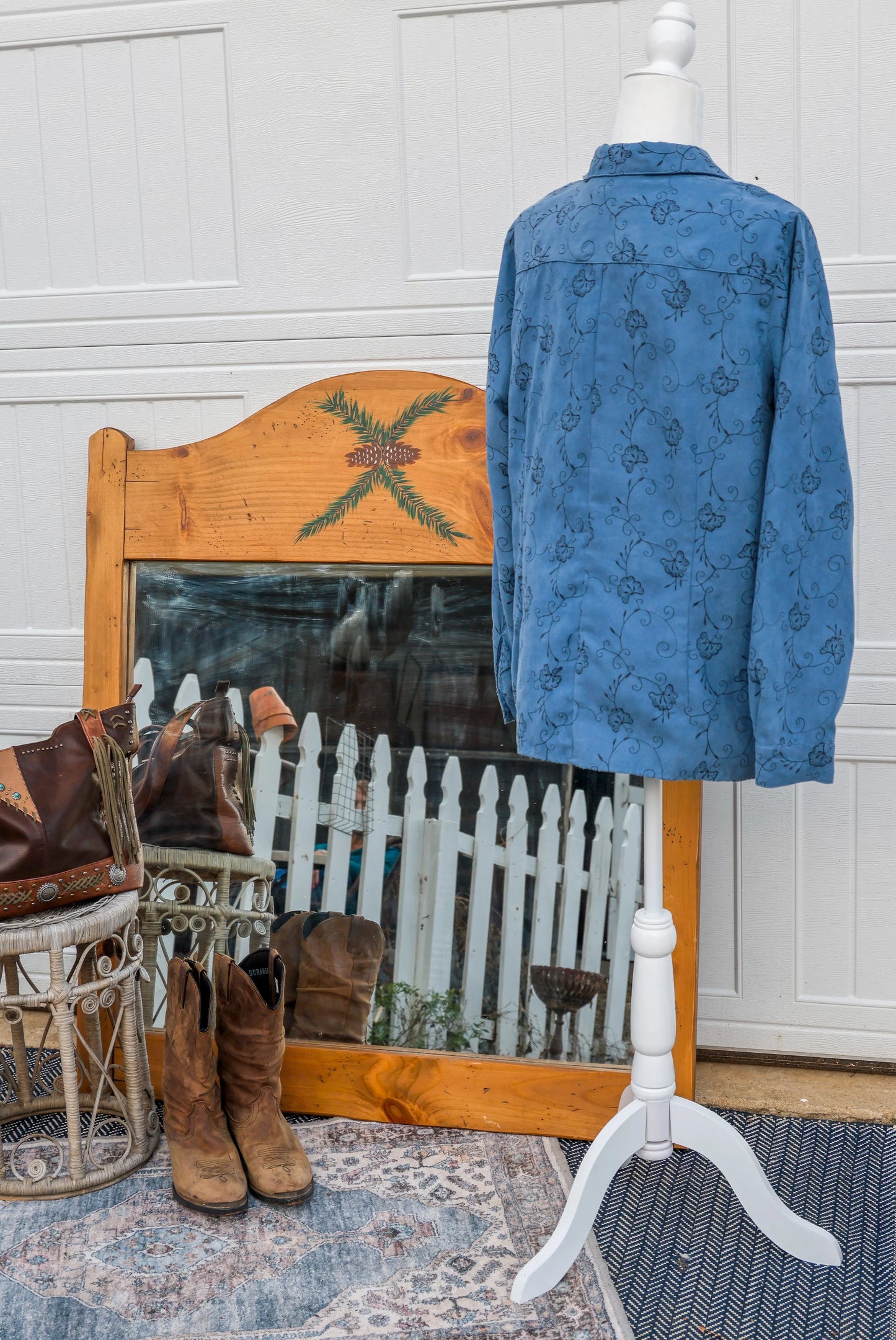 Vintage Sag Harbor Women’s Faux Suede Embroidered Blouse
