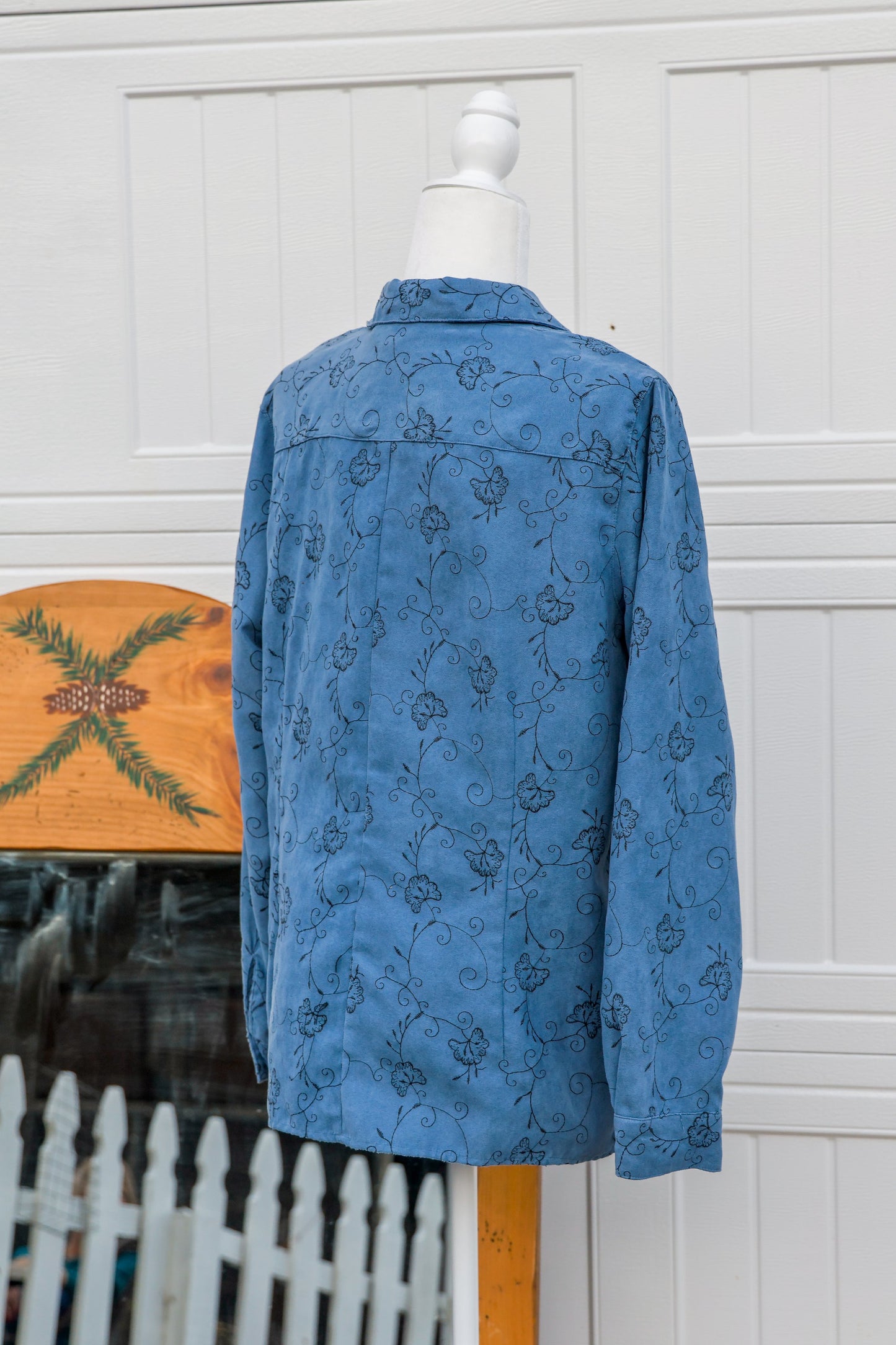 Vintage Sag Harbor Women’s Faux Suede Embroidered Blouse