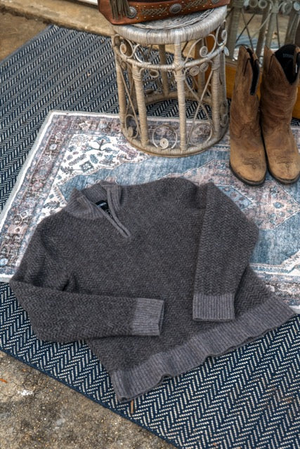 Bonobos Brown Wool-Yak Quarter-Zip Sweater – Large