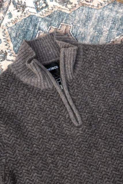 Bonobos Brown Wool-Yak Quarter-Zip Sweater – Large