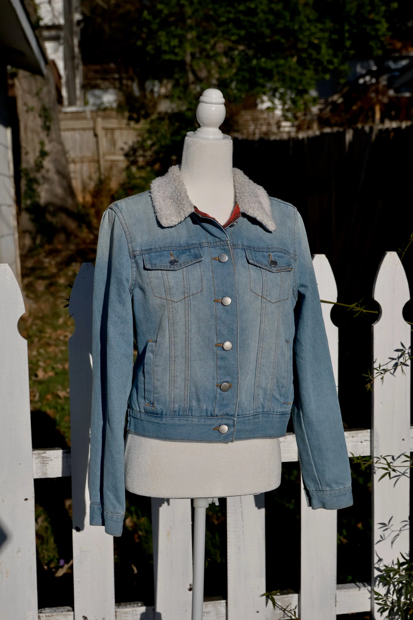 Ashley Vintage Charm Sherpa-Collar Denim Jacket