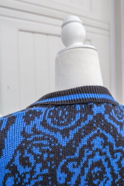 Vintage Tamaron Blue & Black Patterned Sweater