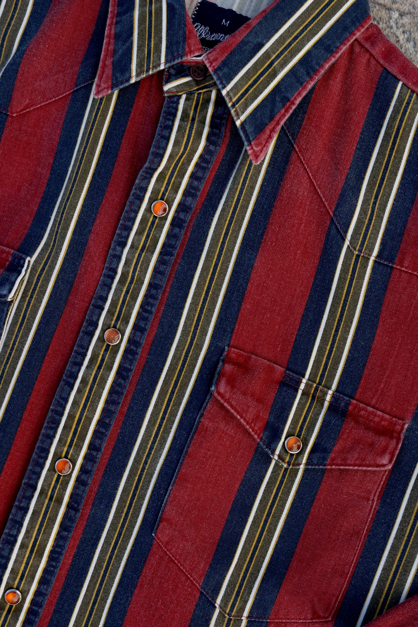Vintage Wrangler Striped Pearl Snap Shirt – Men's Medium