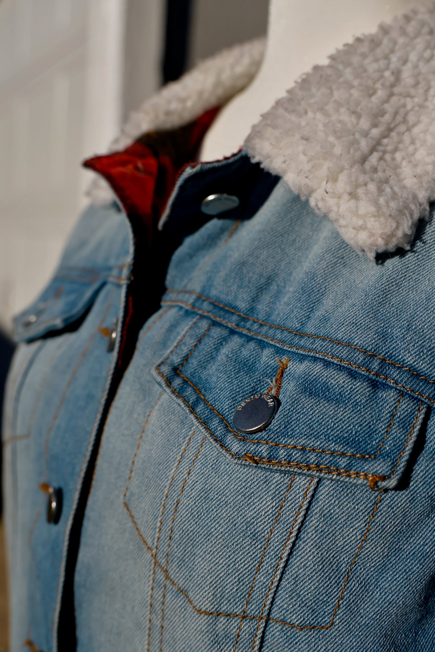 Ashley Vintage Charm Sherpa-Collar Denim Jacket