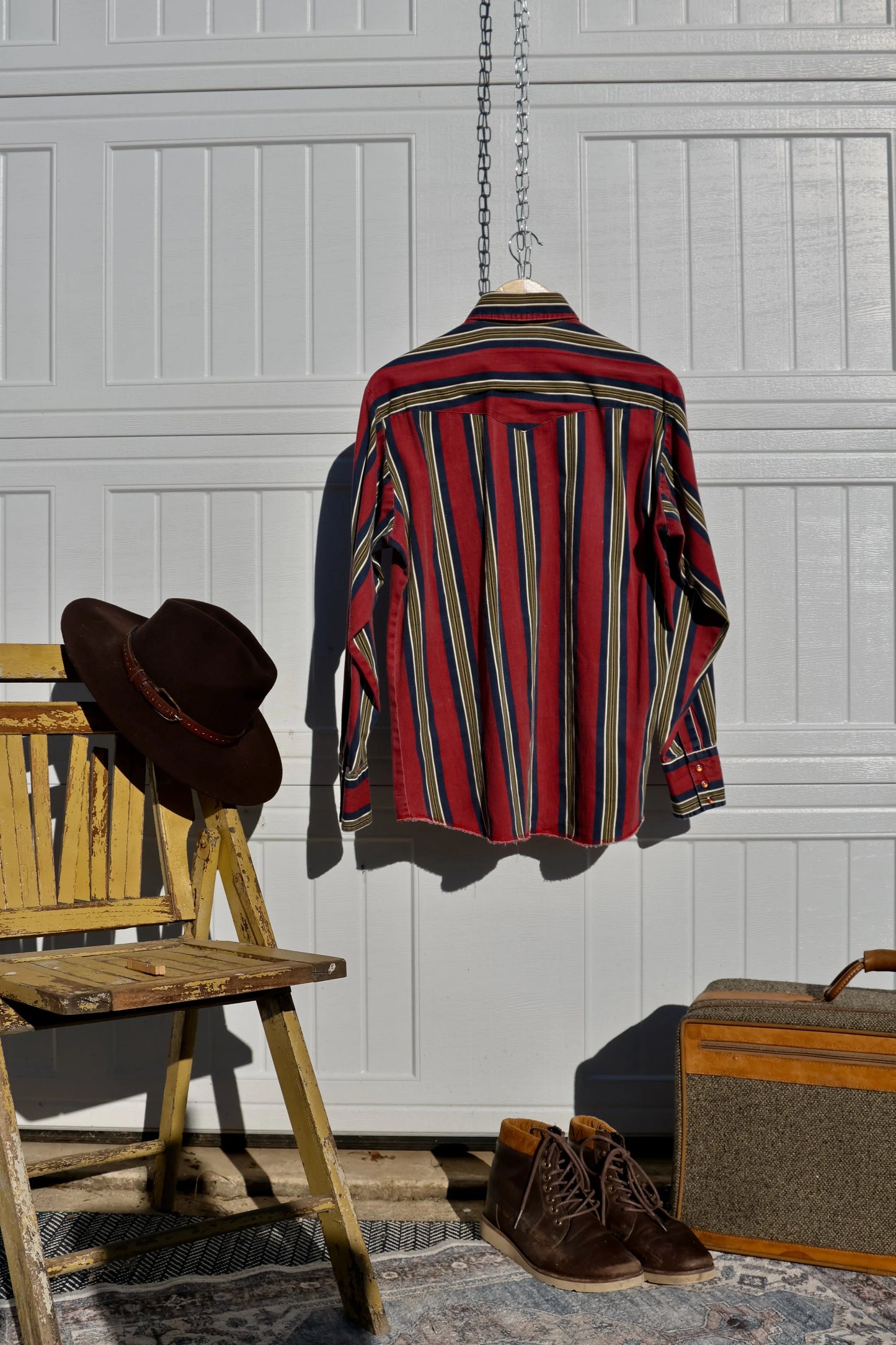 Vintage Wrangler Striped Pearl Snap Shirt – Men's Medium