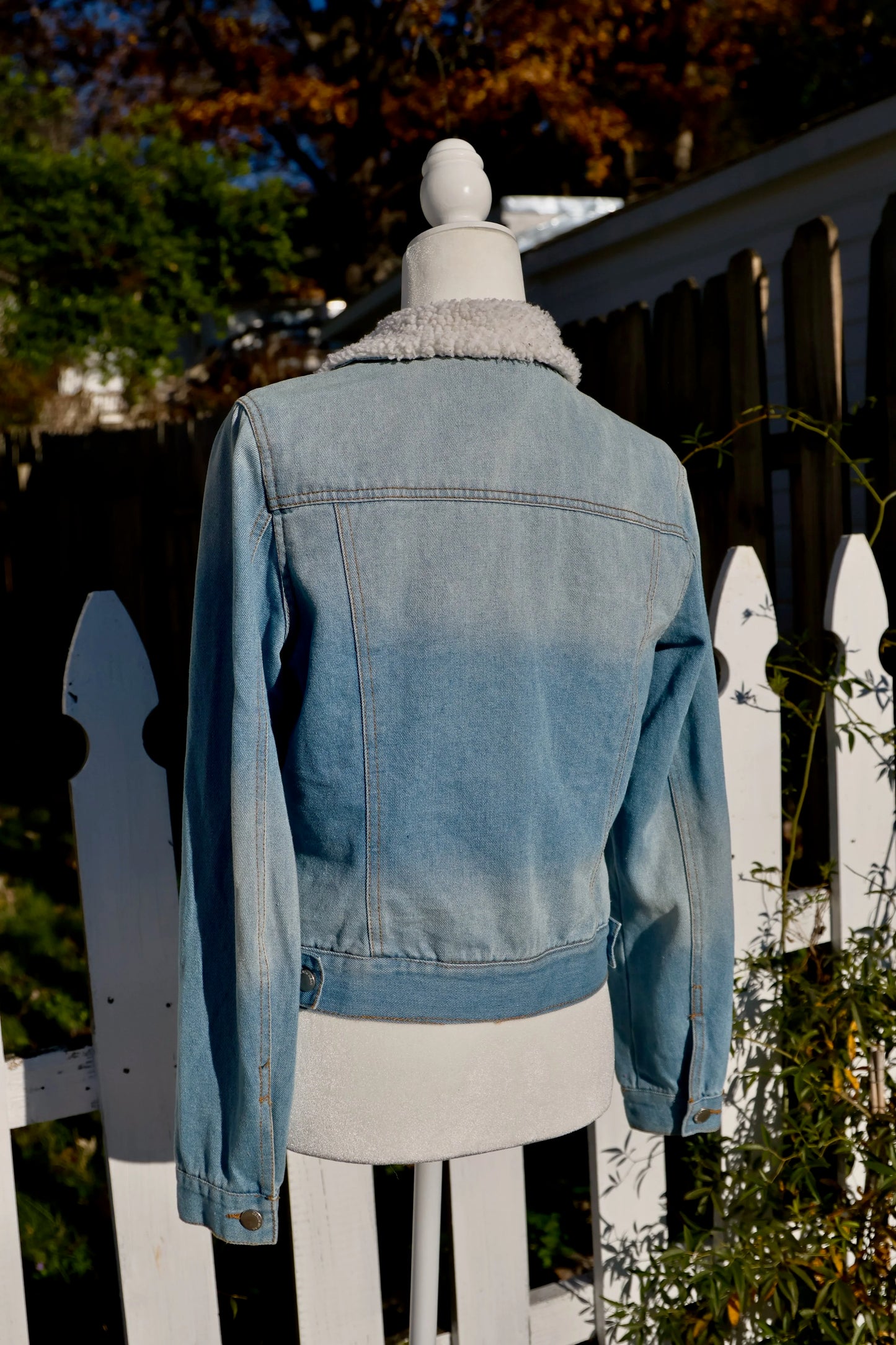 Ashley Vintage Charm Sherpa-Collar Denim Jacket