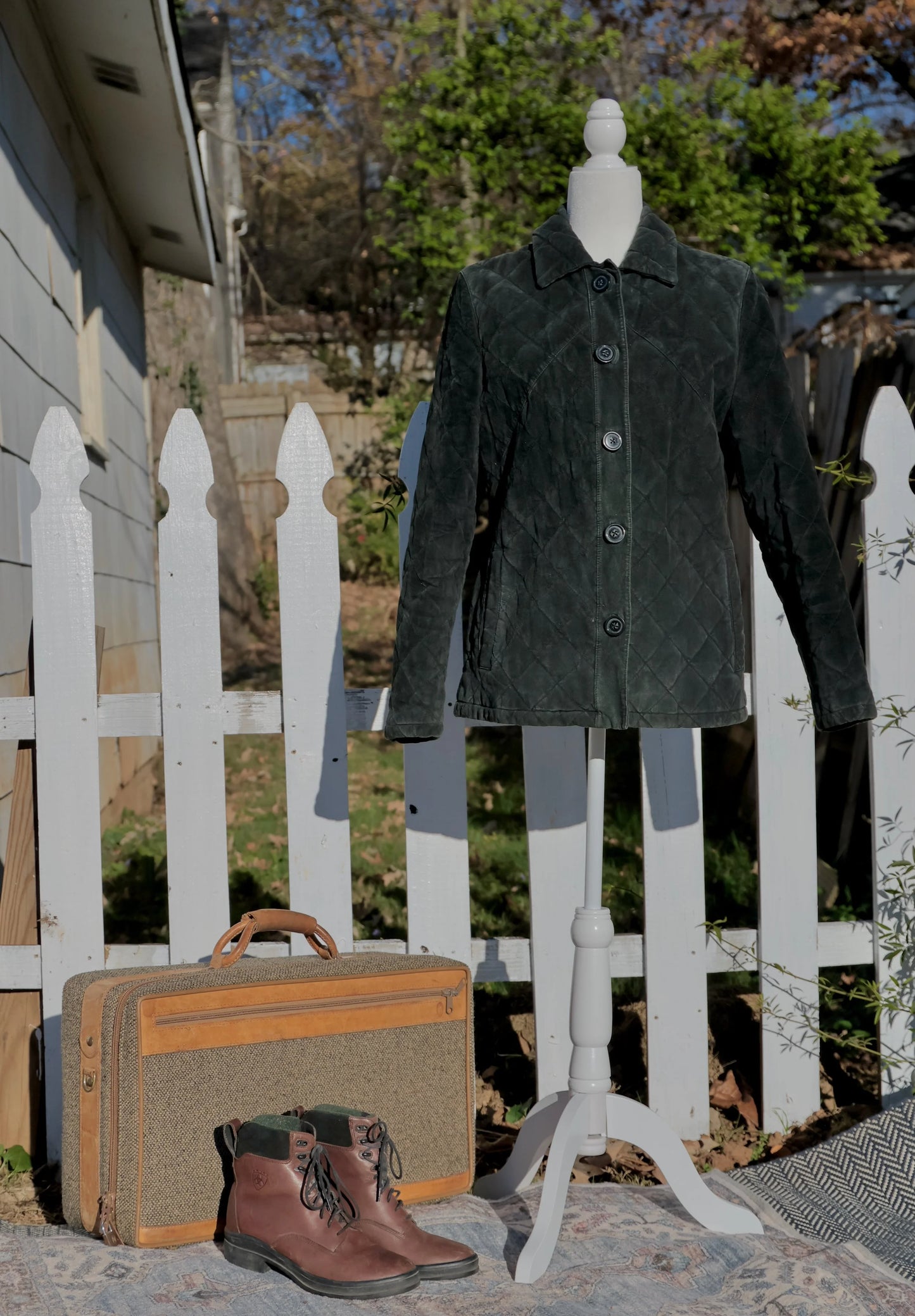 Vintage Quilted Suede Deep Forest Suede Jacket — Women's Small/Medium