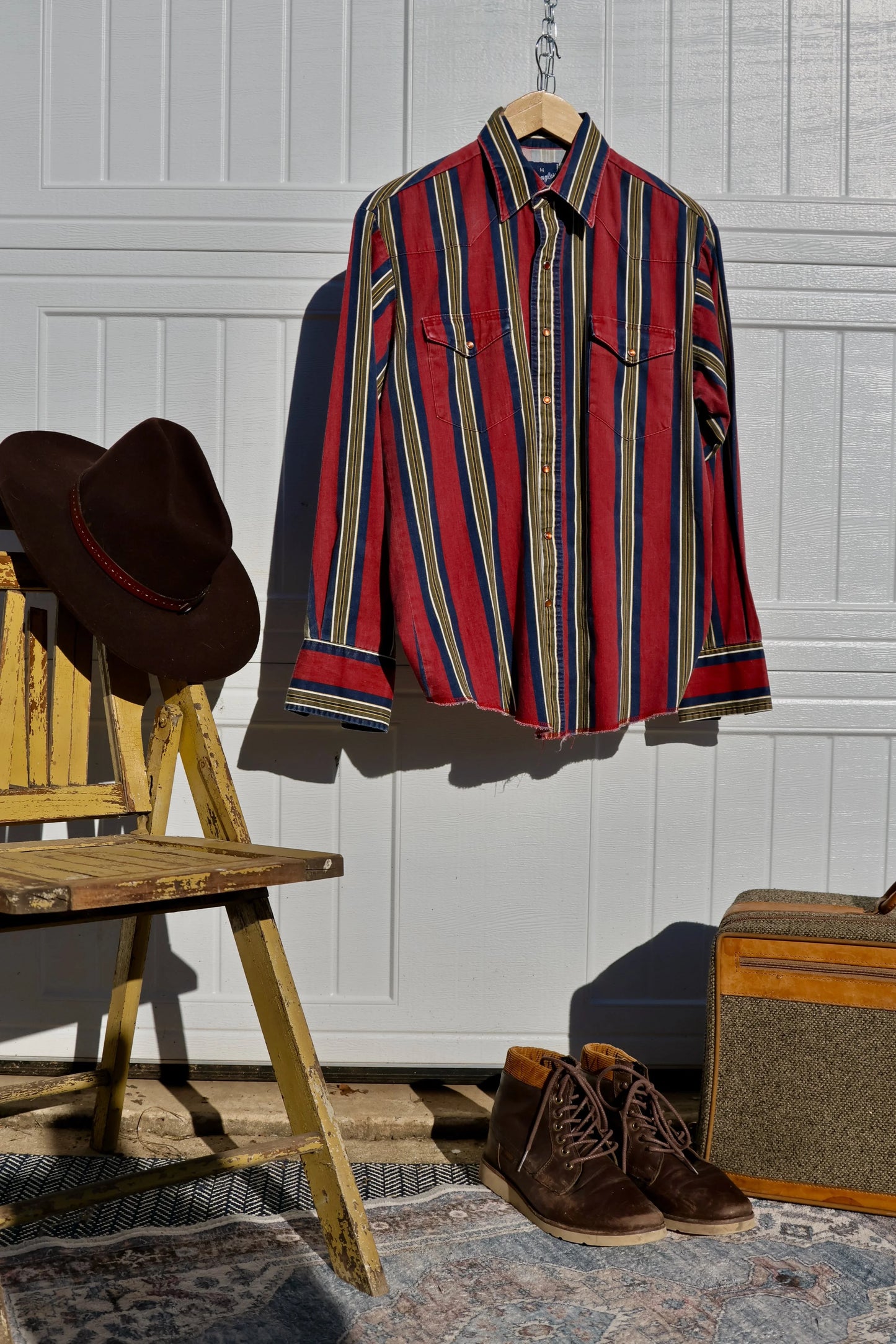 Vintage Wrangler Striped Pearl Snap Shirt – Men's Medium