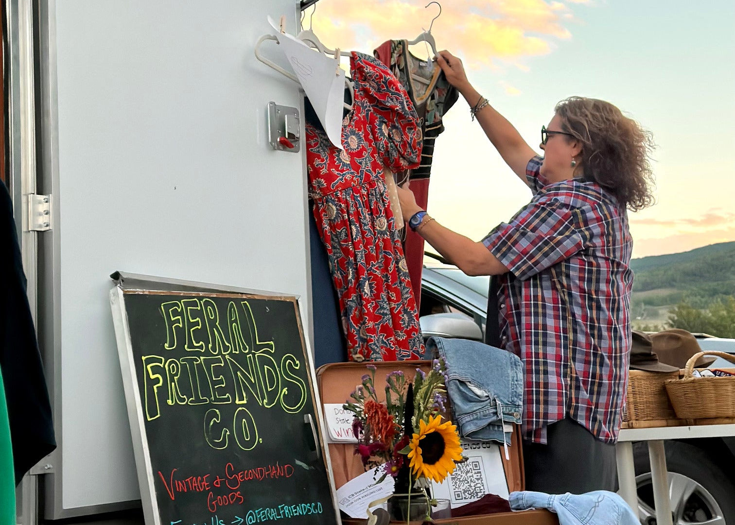 Shopping at mobile vintage shop