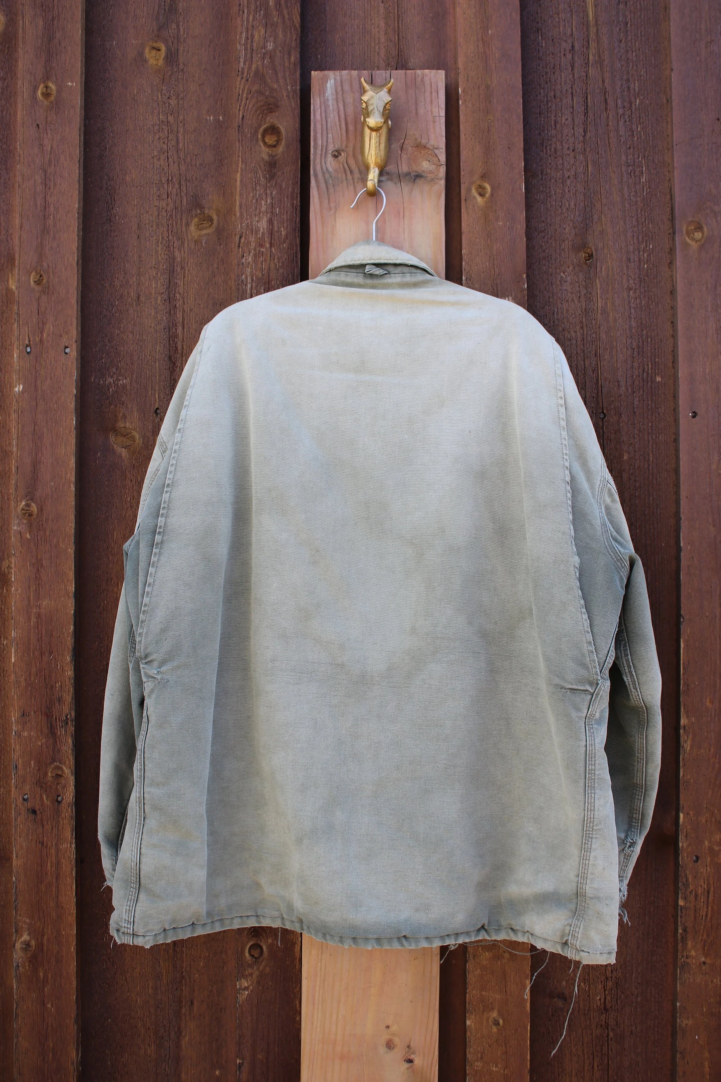 Vintage Carhartt Duck Canvas Chore Jacket – Faded Olive Green Tall Fit Workwear Coat