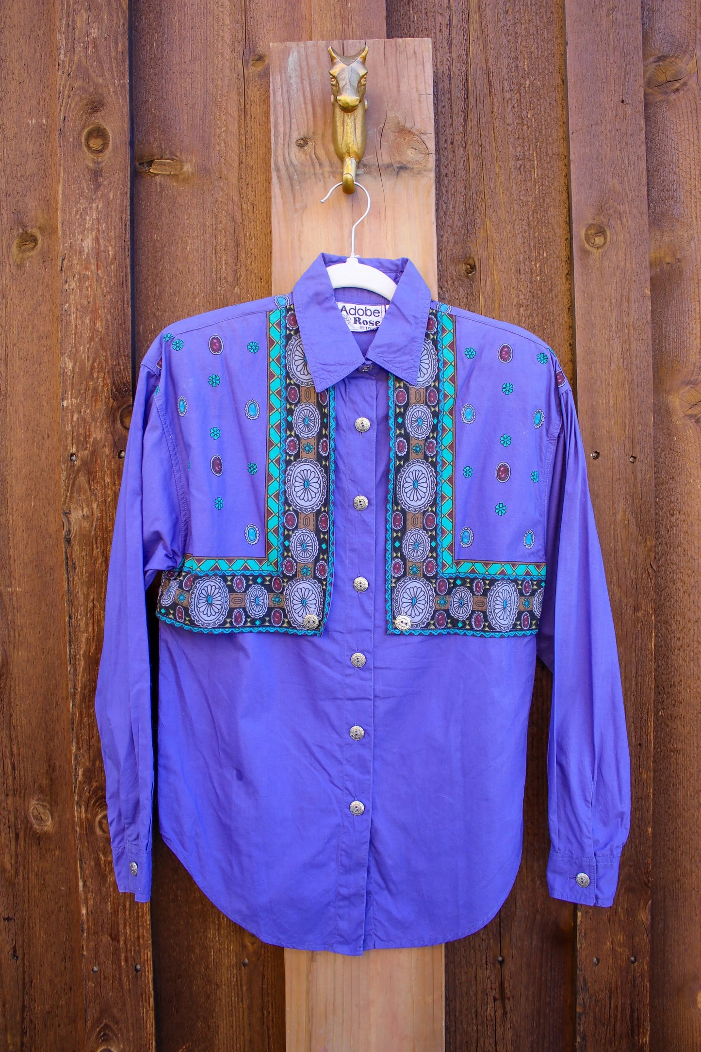 Vintage Adobe Rose 1992 Women’s Western Indigo Button Down Shirt