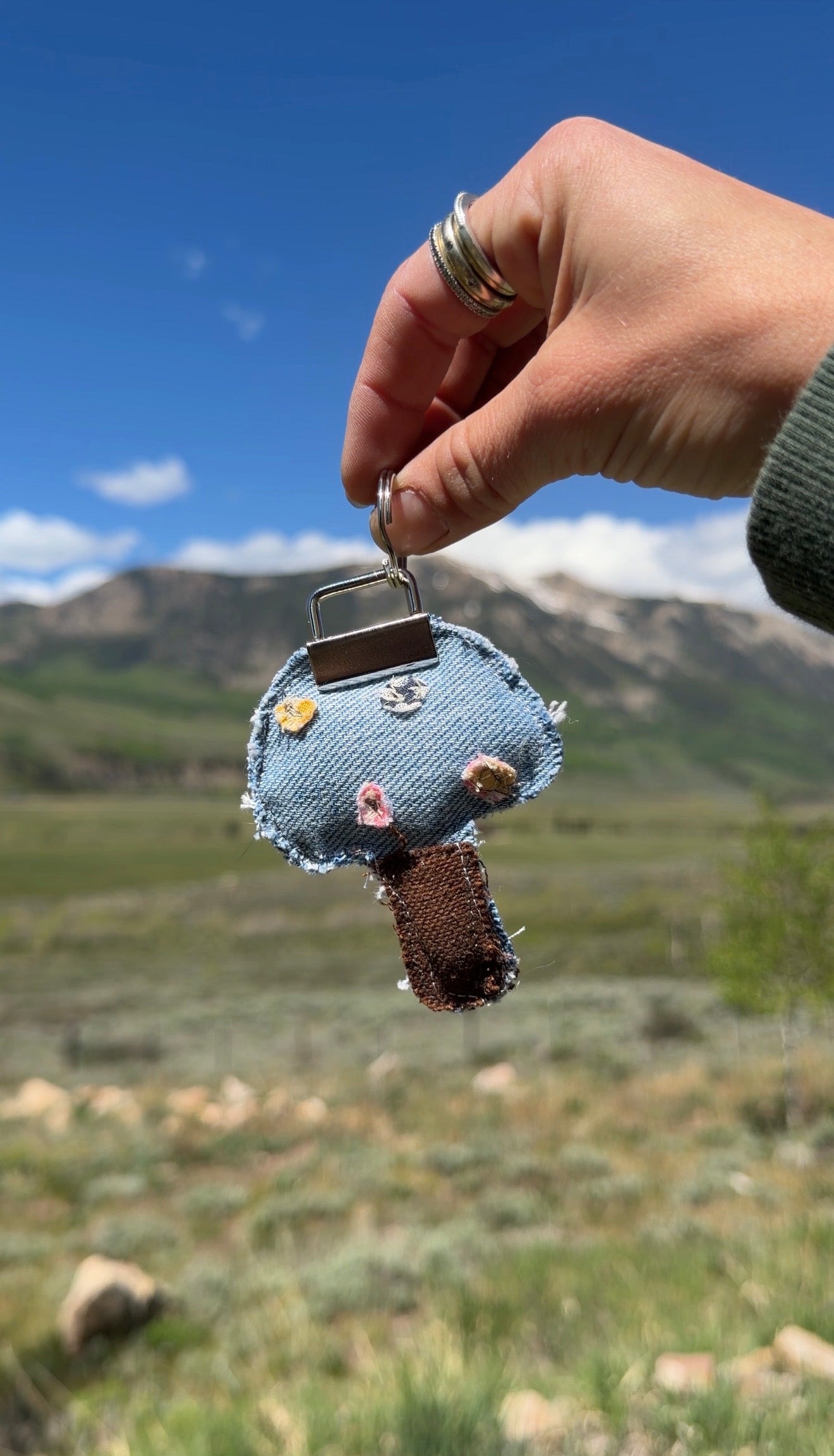 A little fungi friend for your keys! These charming mushroom keychains are handcrafted from salvaged fabric scraps — cotton prints, denim, florals, and more. Cottagecore meets sustainability in the most adorable way