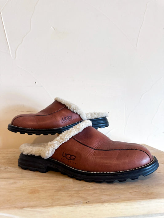UGG Australia Women’s Leather Shearling Clog Mules