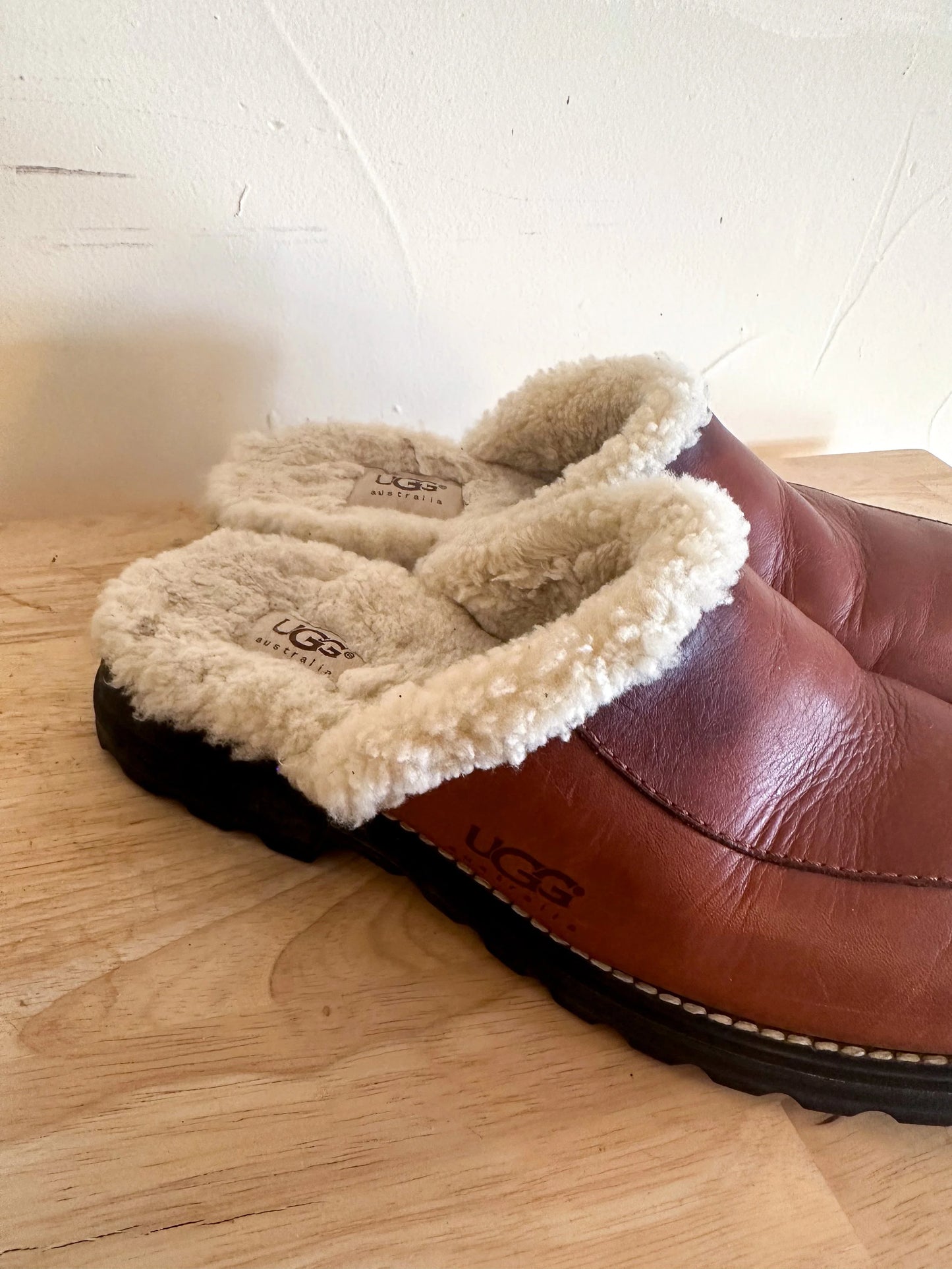 UGG Australia Women’s Leather Shearling Clog Mules