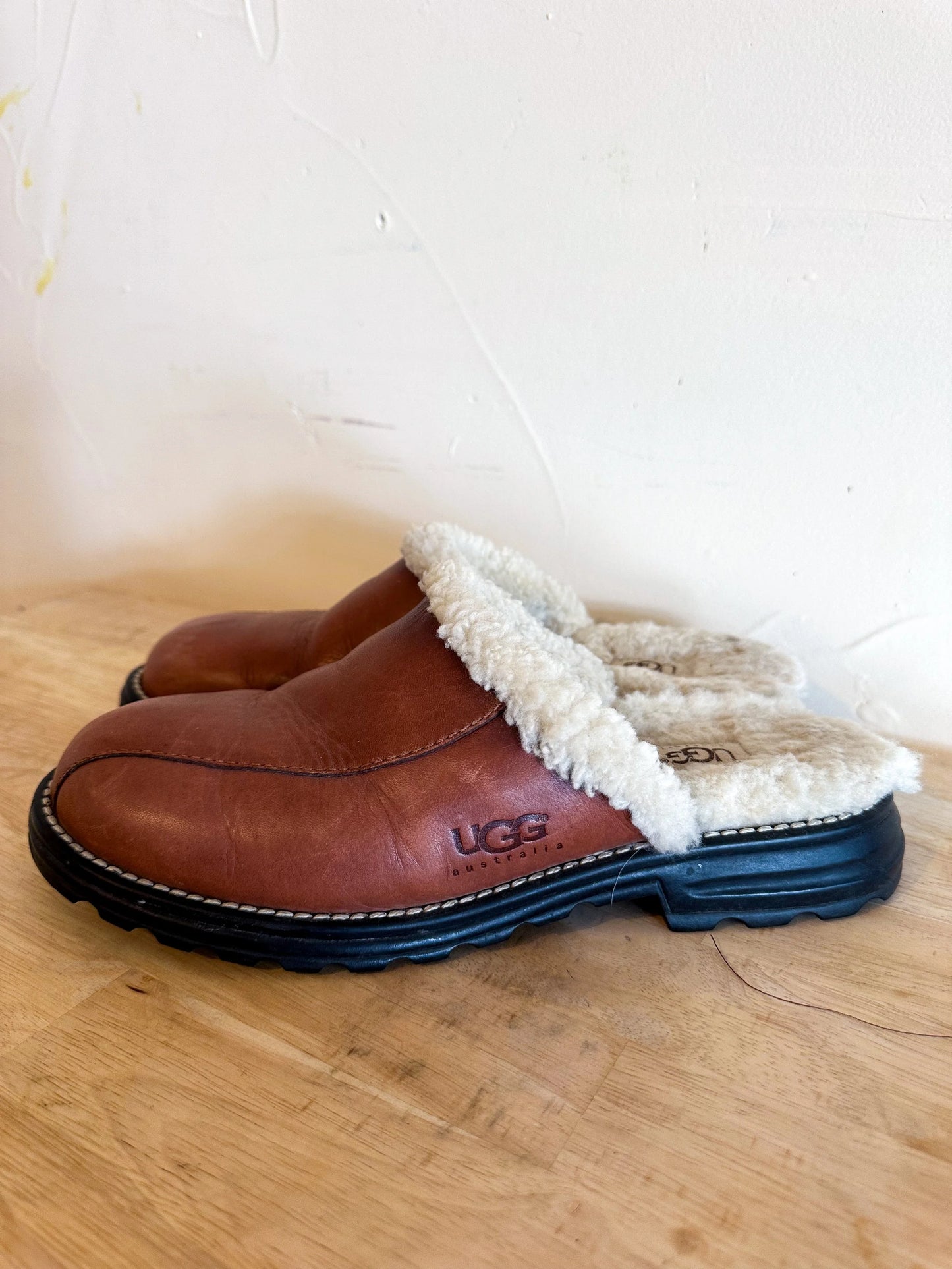 UGG Australia Women’s Leather Shearling Clog Mules