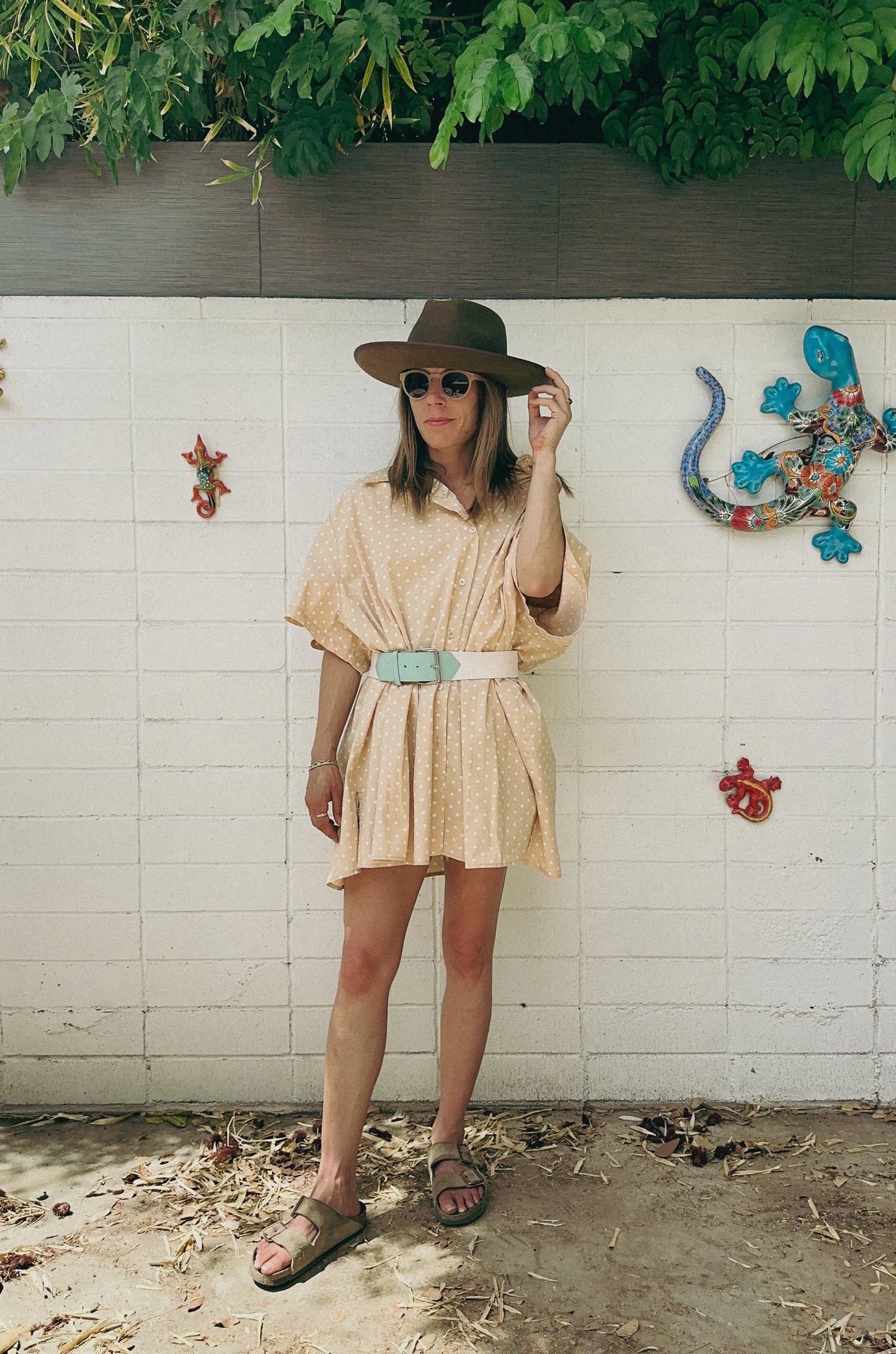 Vintage Chelsea Studio Yellow Polka Dot Shirt Dress