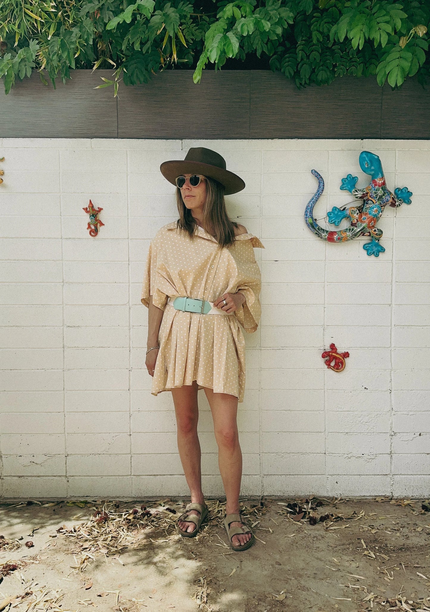 Vintage Chelsea Studio Yellow Polka Dot Shirt Dress