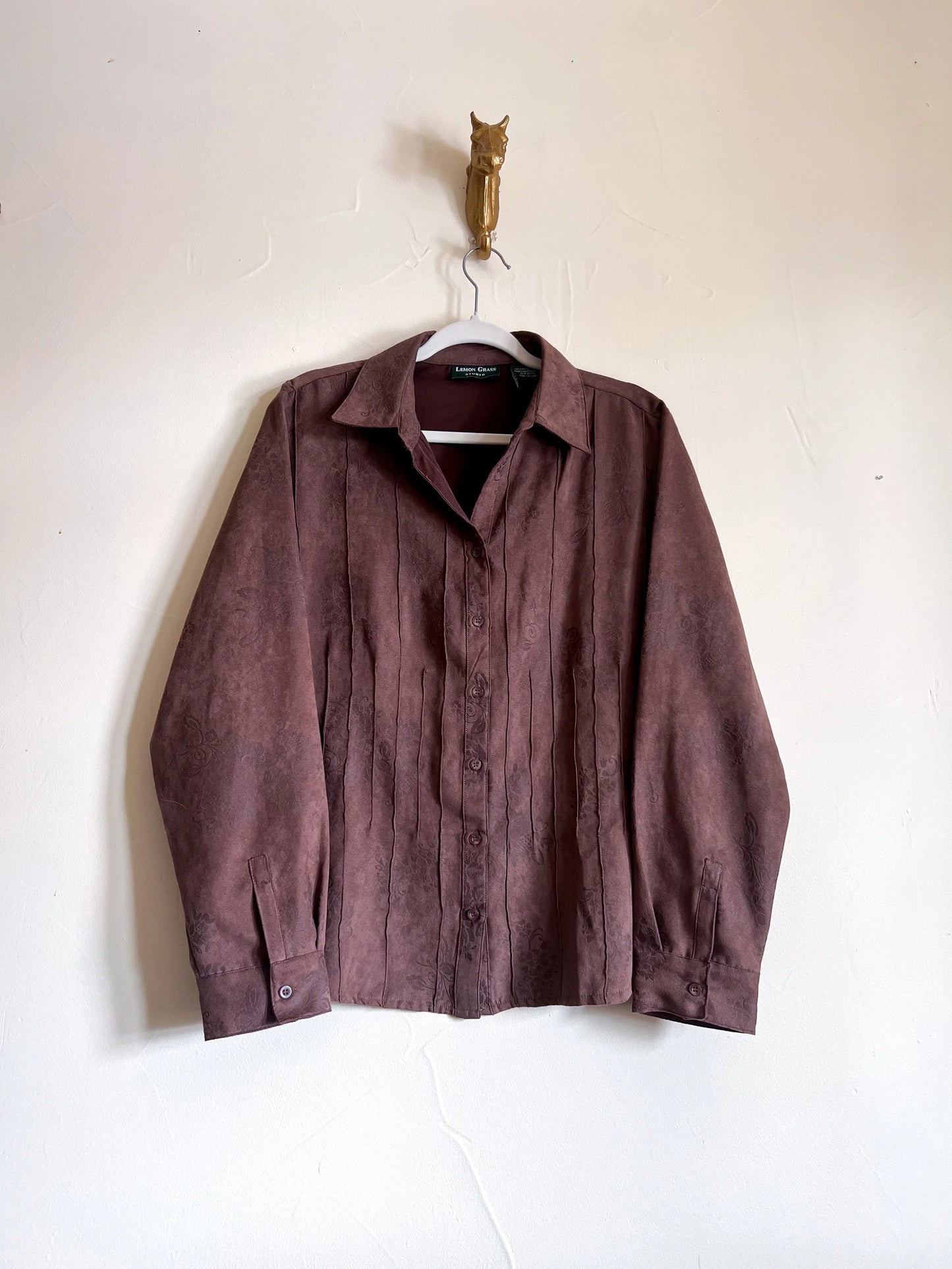 Vintage Lemon Grass Studio Faux Suede Embroidered Western Blouse