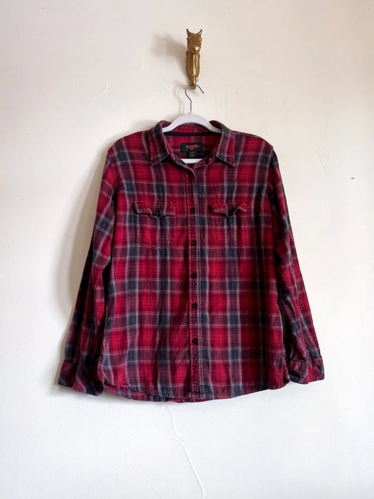Vintage Flyshacker Women’s 1992 Red Flannel Shirt with Southwestern Accents