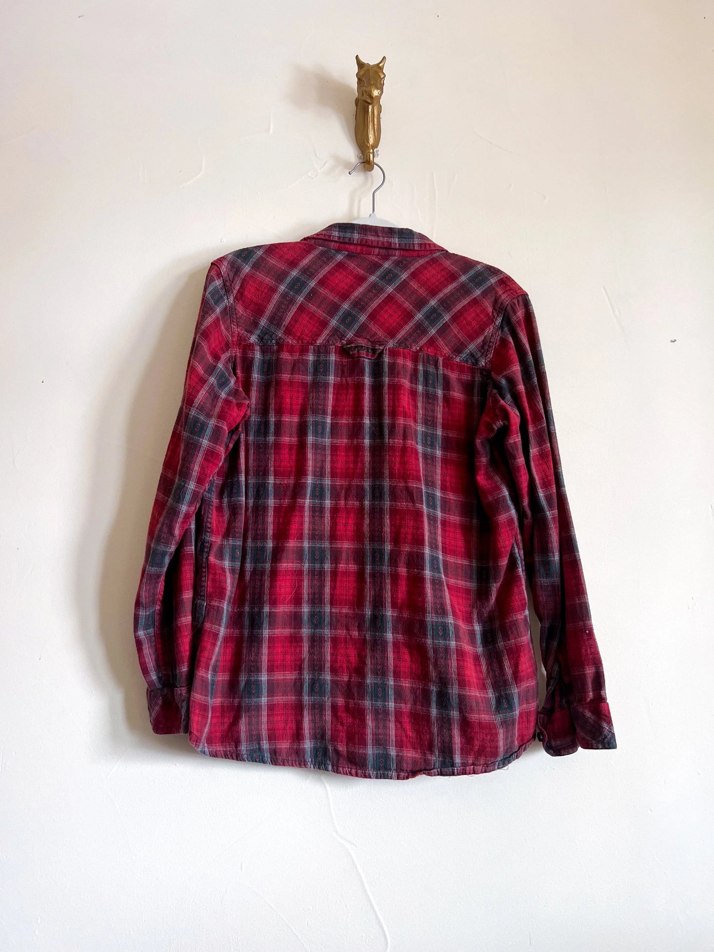 Vintage Flyshacker Women’s 1992 Red Flannel Shirt with Southwestern Accents