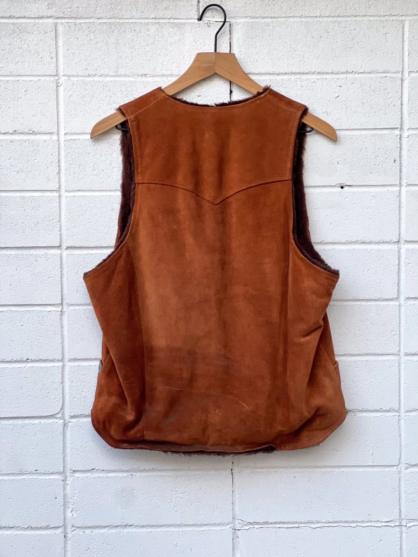 Vintage Pioneer Wear Leather Vest Western Cowboy