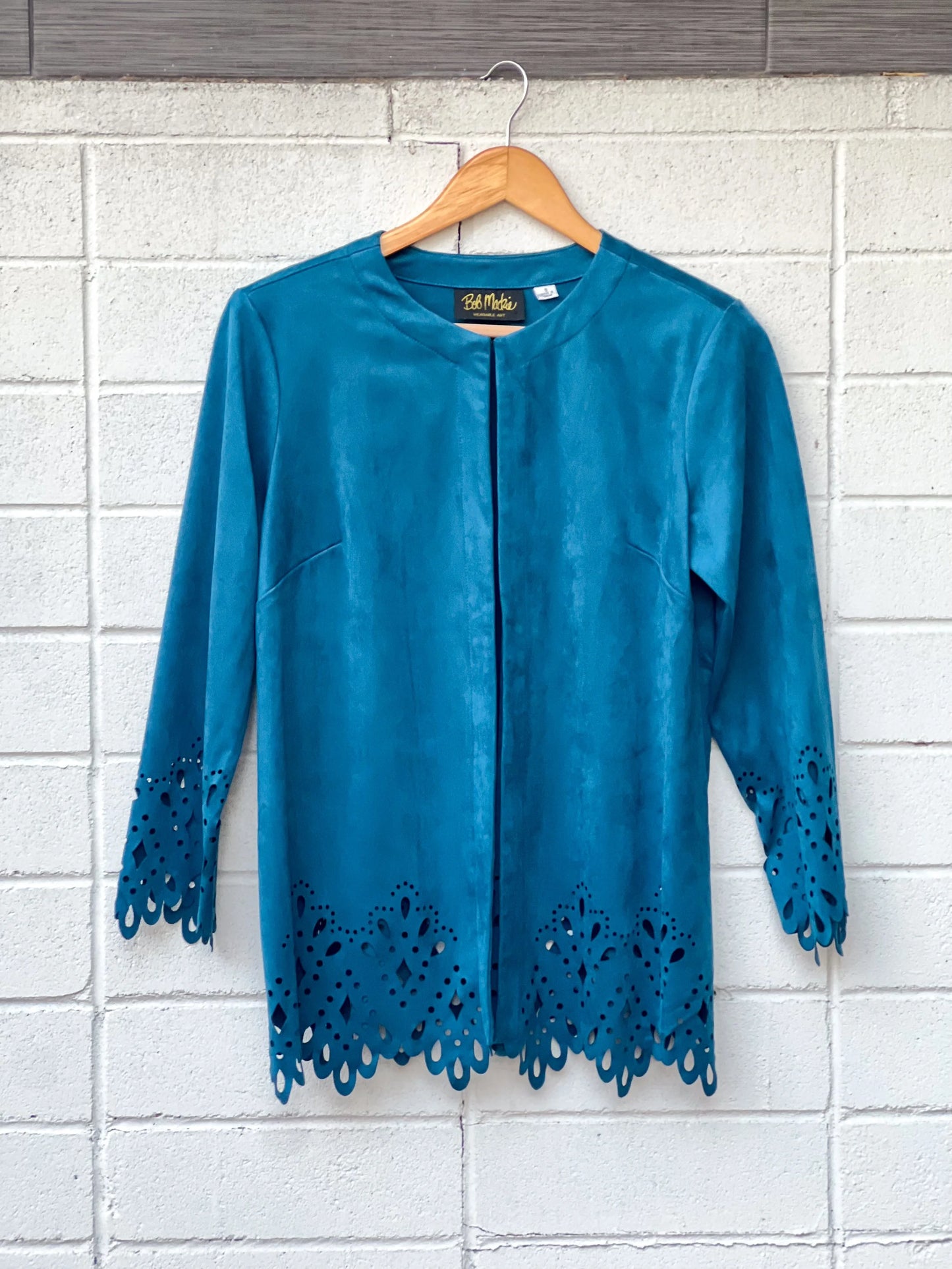 Vintage Bob Mackie Women's Blue Velvet Suede Blazer