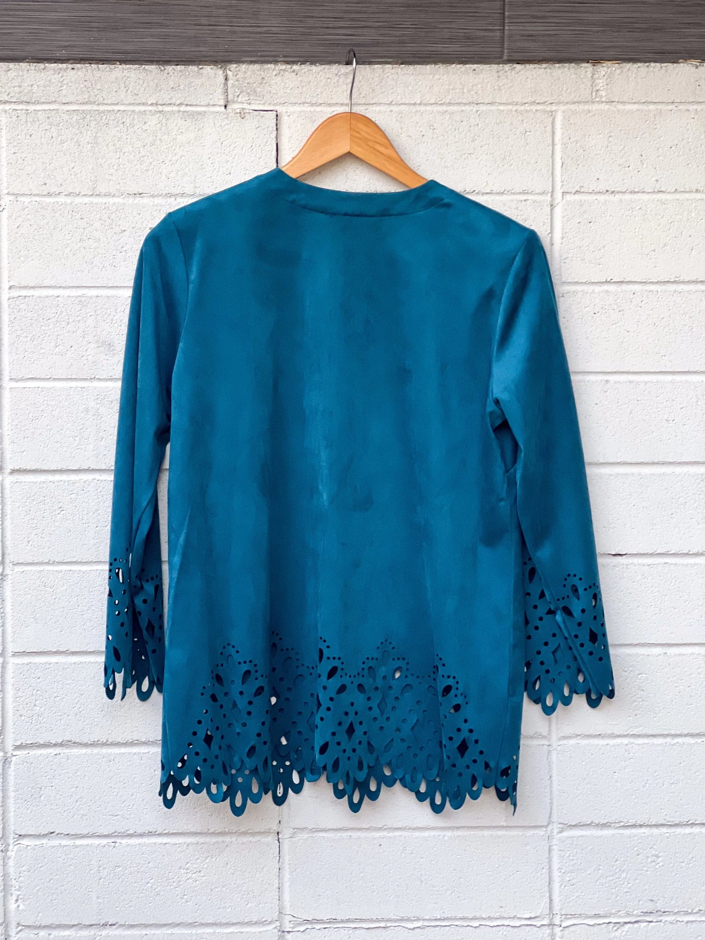 Vintage Bob Mackie Women's Blue Velvet Suede Blazer