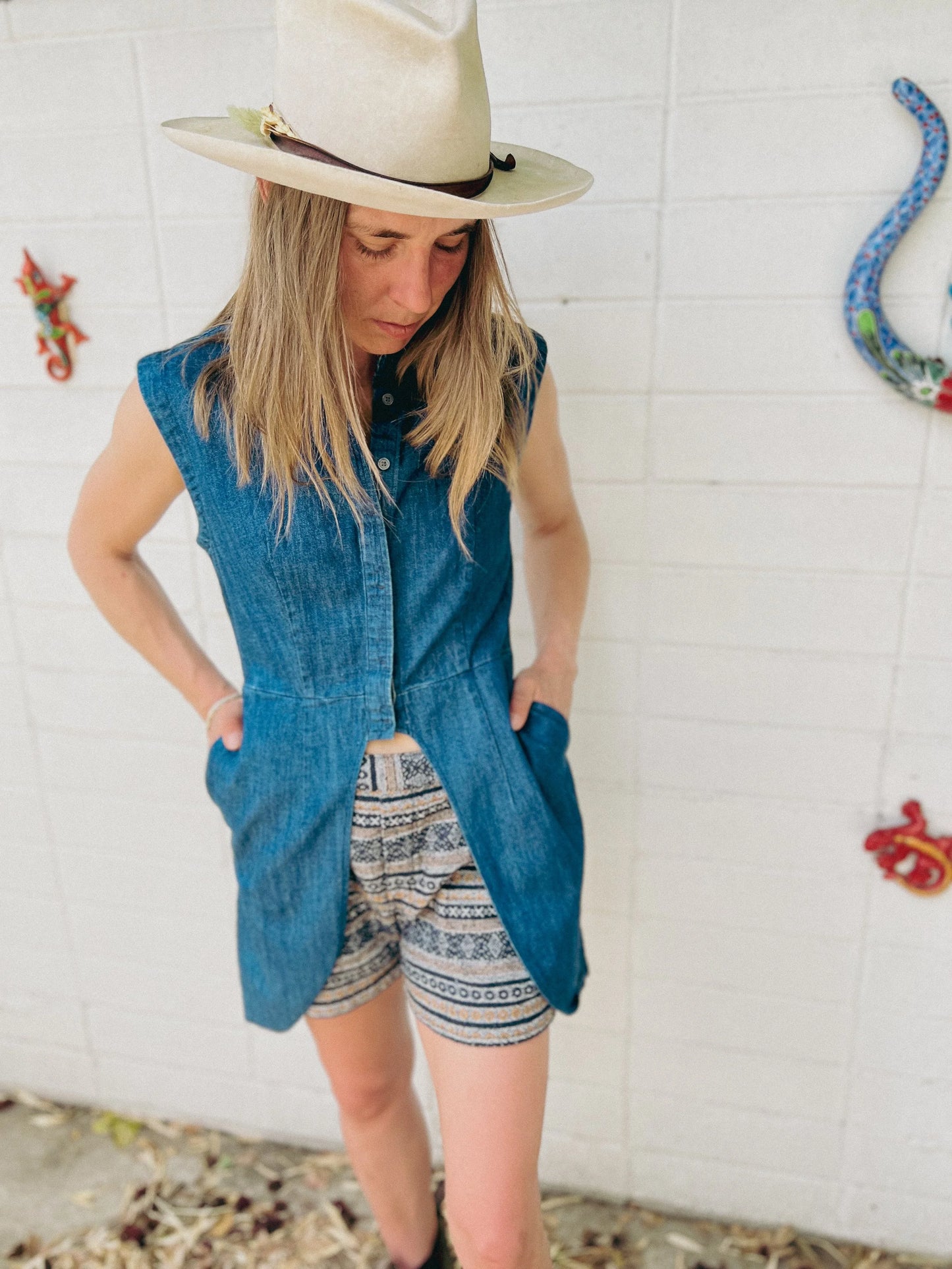 Denim State Tag  Women’s Long Tuxedo Vest