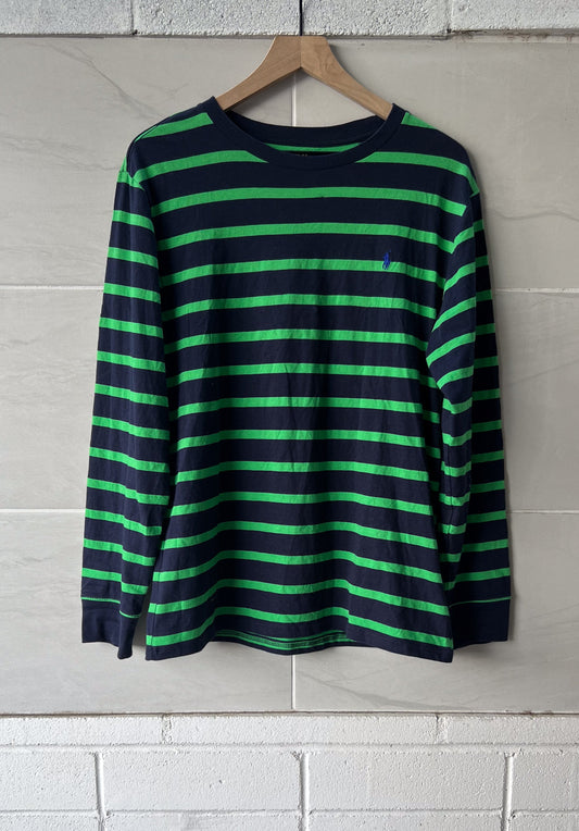 Polo Ralph Lauren Men’s Dark Blue/Green Striped Long Sleeve Shirt