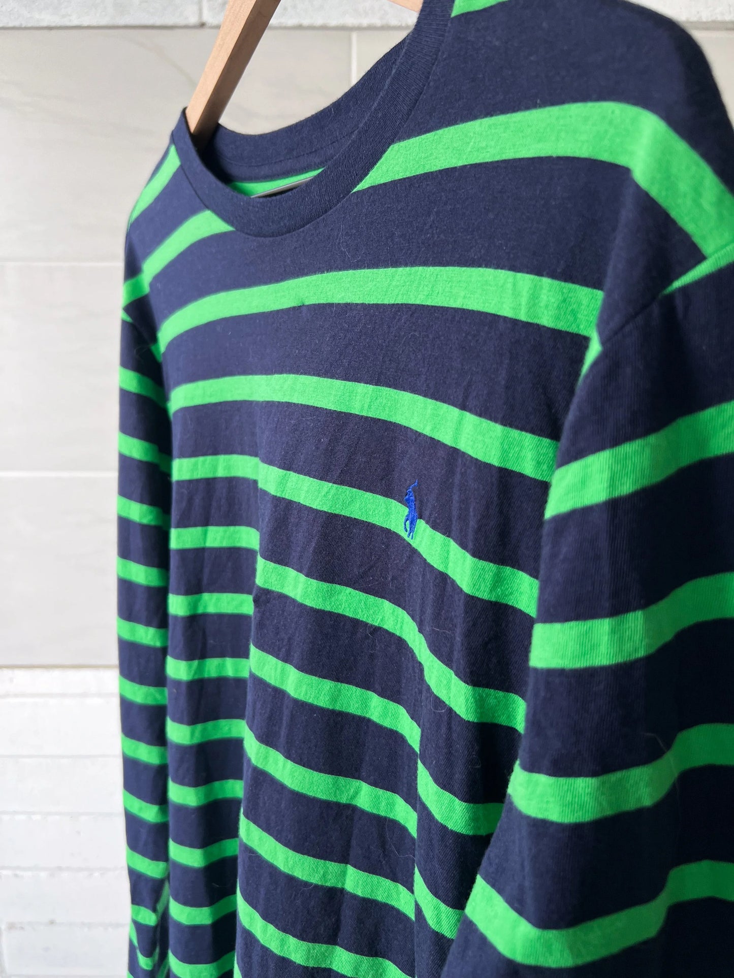 Polo Ralph Lauren Men’s Dark Blue/Green Striped Long Sleeve Shirt