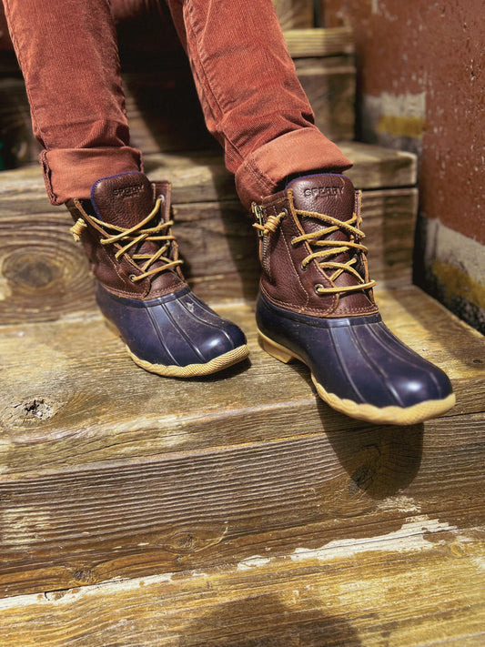 Sperry Women's Saltwater Nylon Quilt Rain Boot - Size 6 1/2 - Brown