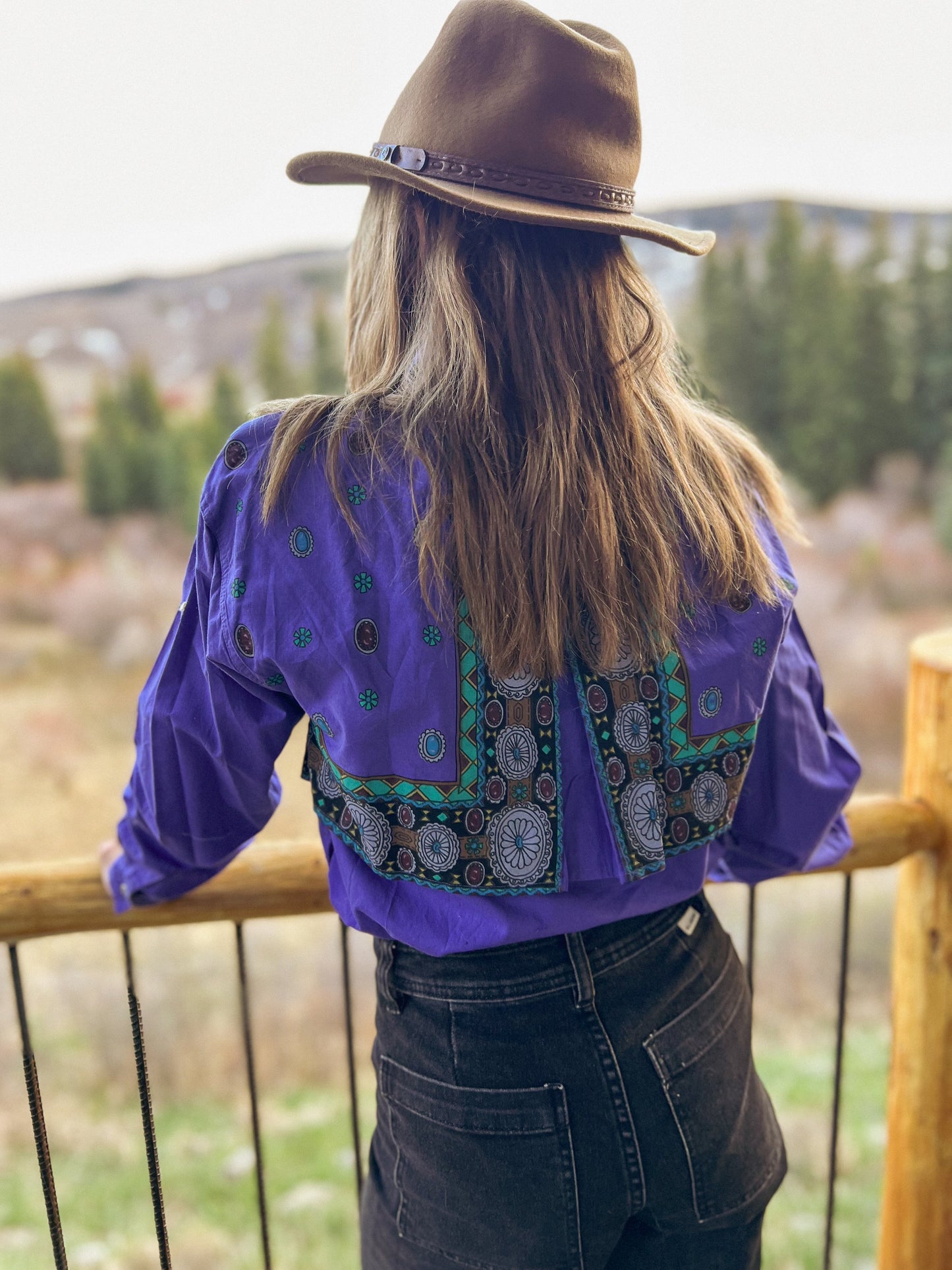 Vintage Adobe Rose 1992 Women’s Western Indigo Button Down Shirt