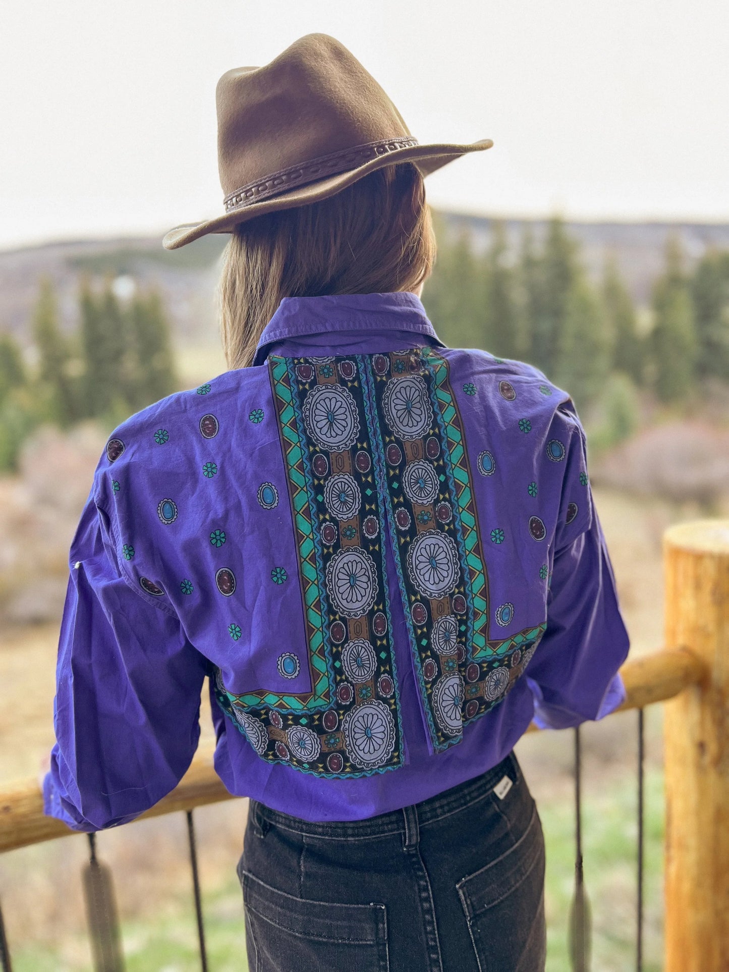 Vintage Adobe Rose 1992 Women’s Western Indigo Button Down Shirt