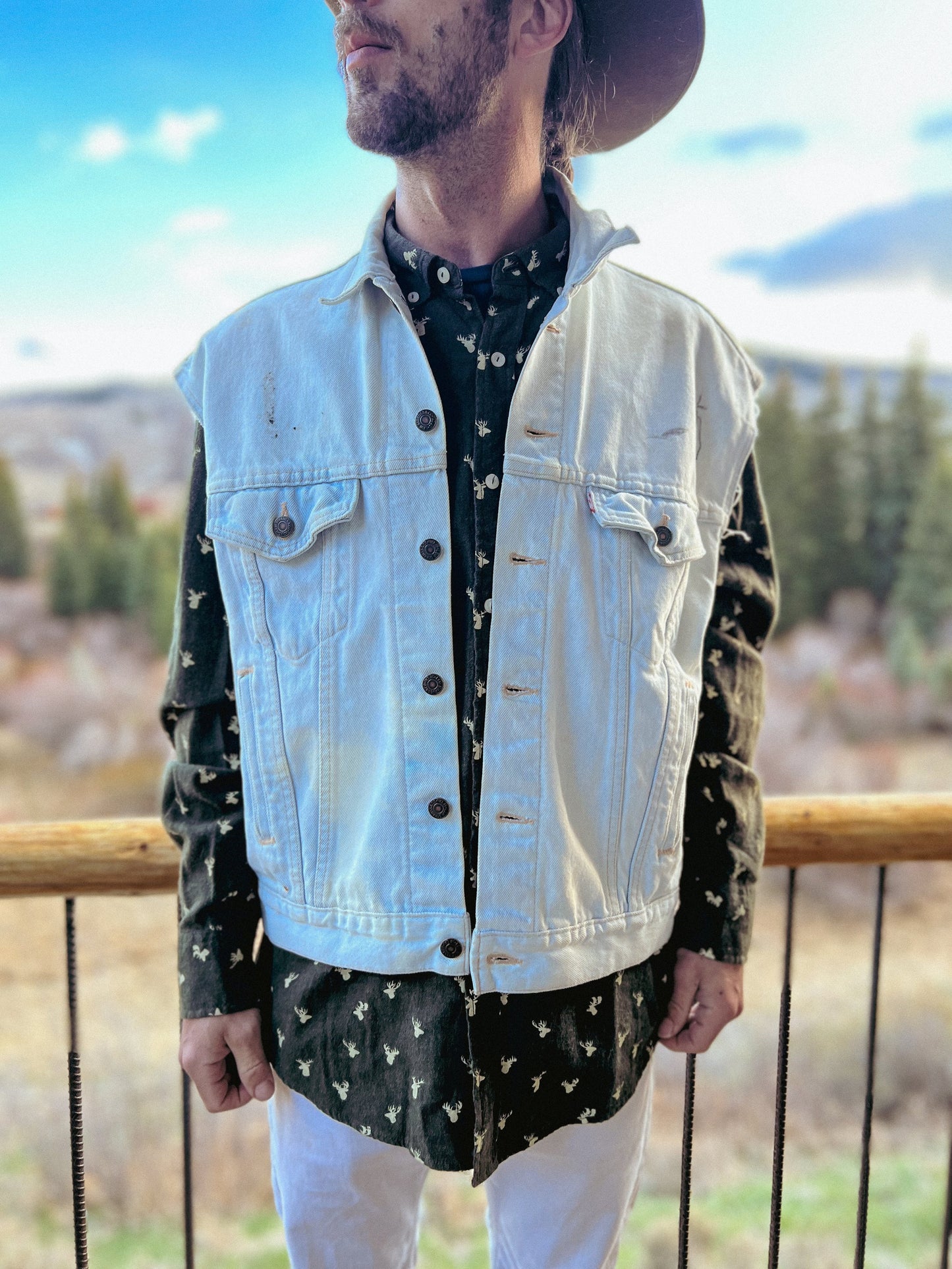 Vintage 1980s Levi’s Light Denim Distressed Vest