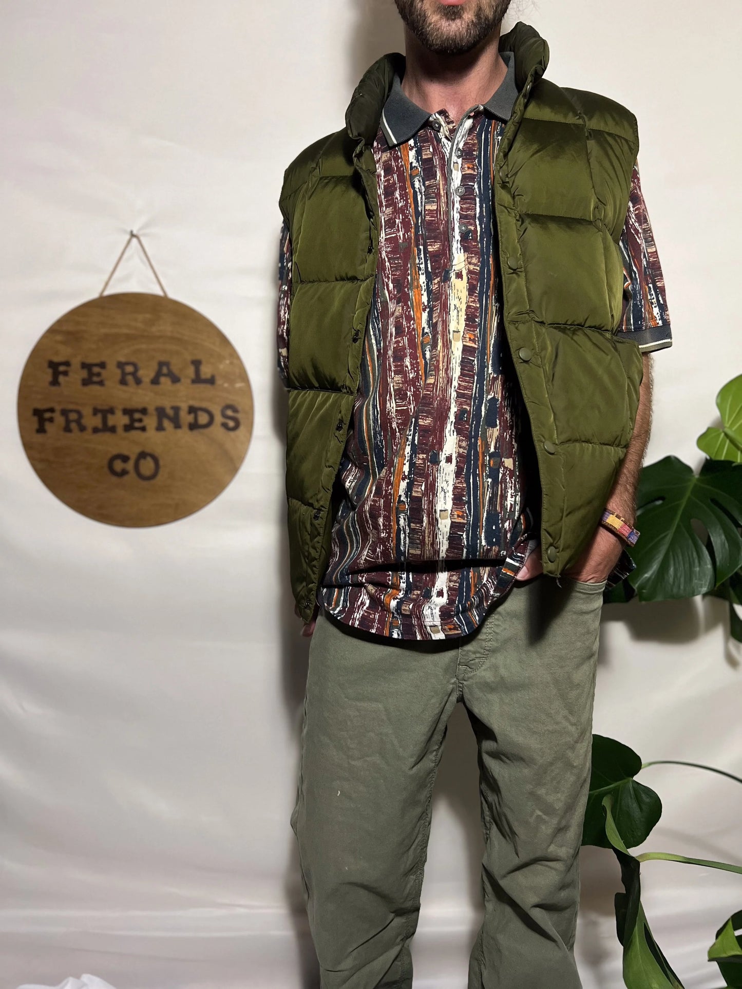 Lands’ End Men’s Green Puffer Vest - M