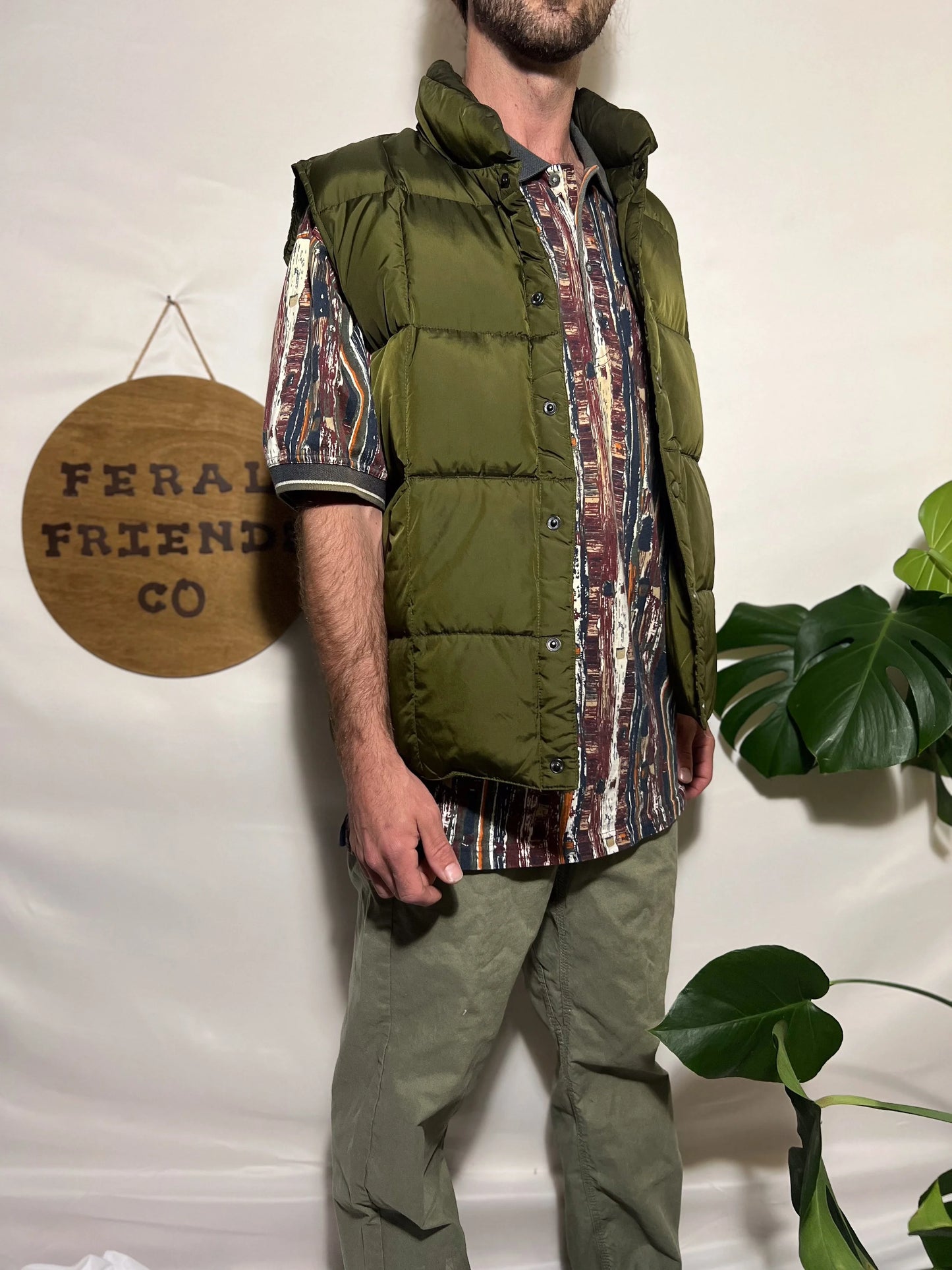 Lands’ End Men’s Green Puffer Vest - M