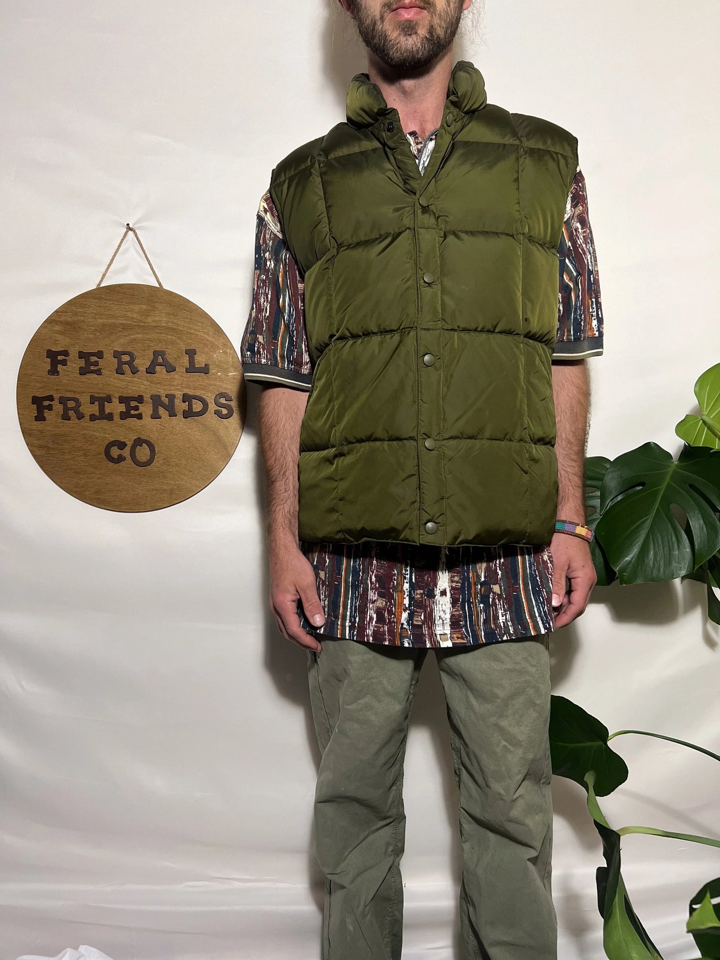 Lands’ End Men’s Green Puffer Vest - M