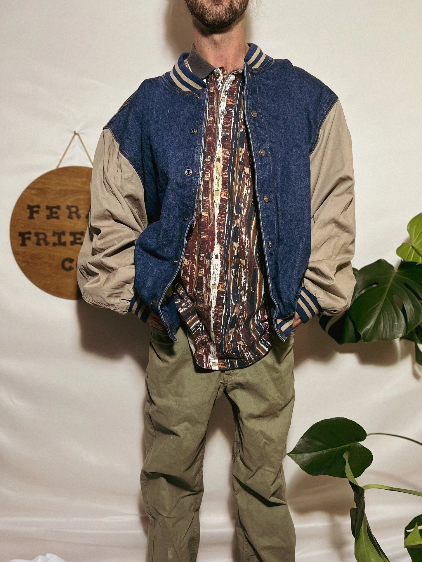 Vintage Tri-Mountain Men’s Bomber Denim Jacket