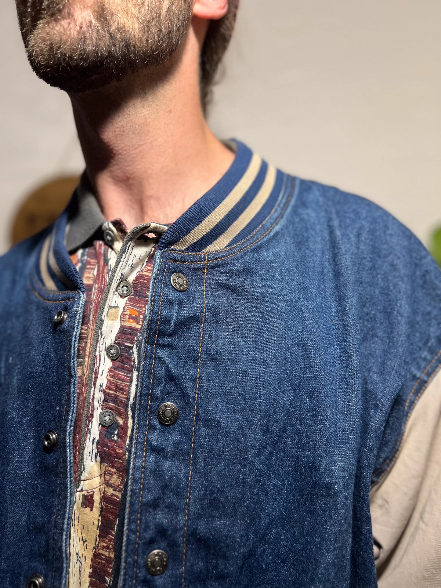 Vintage Tri-Mountain Men’s Bomber Denim Jacket