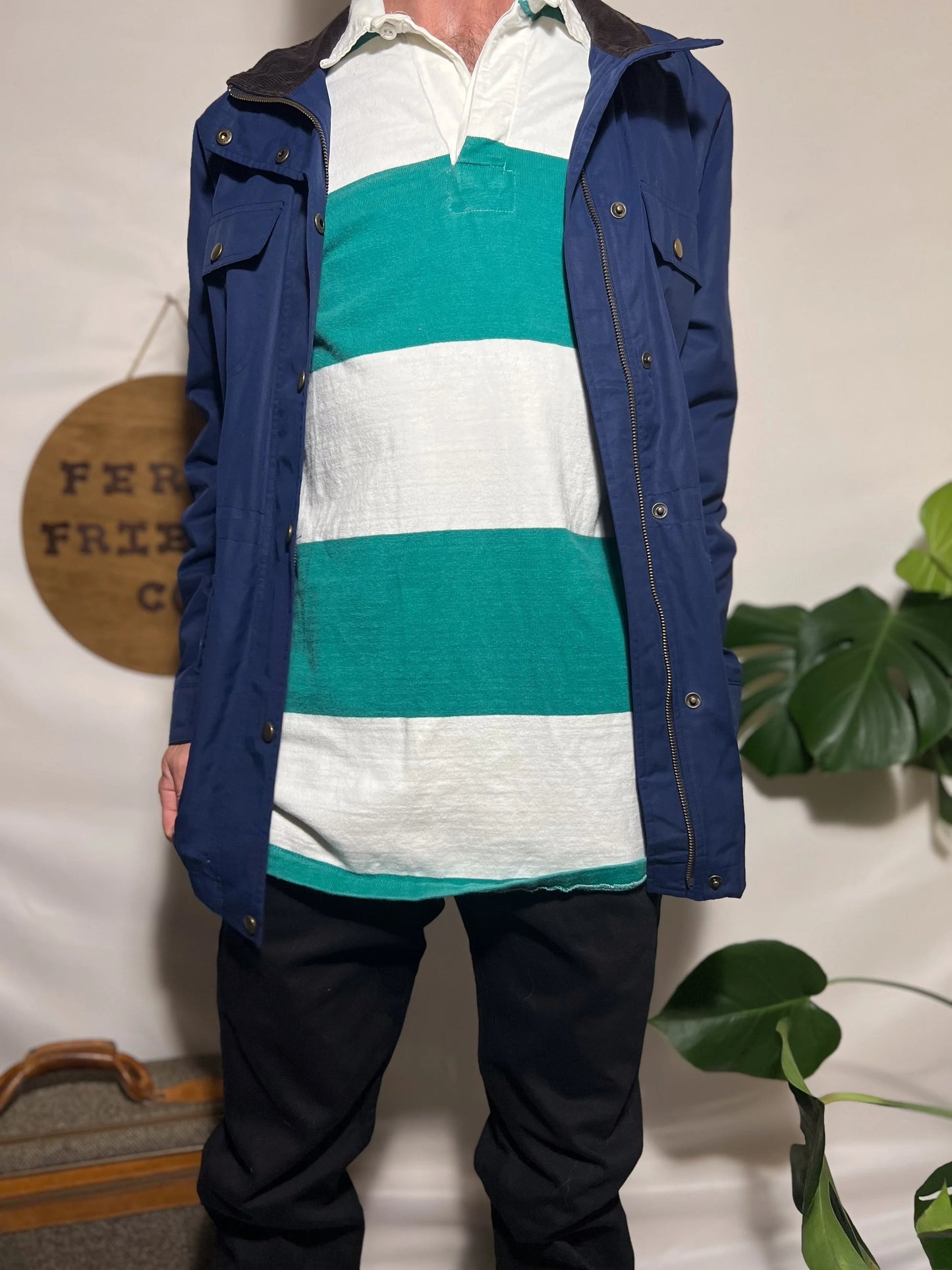 Vintage GAP Men’s Green White Stripe Button Down Shirt