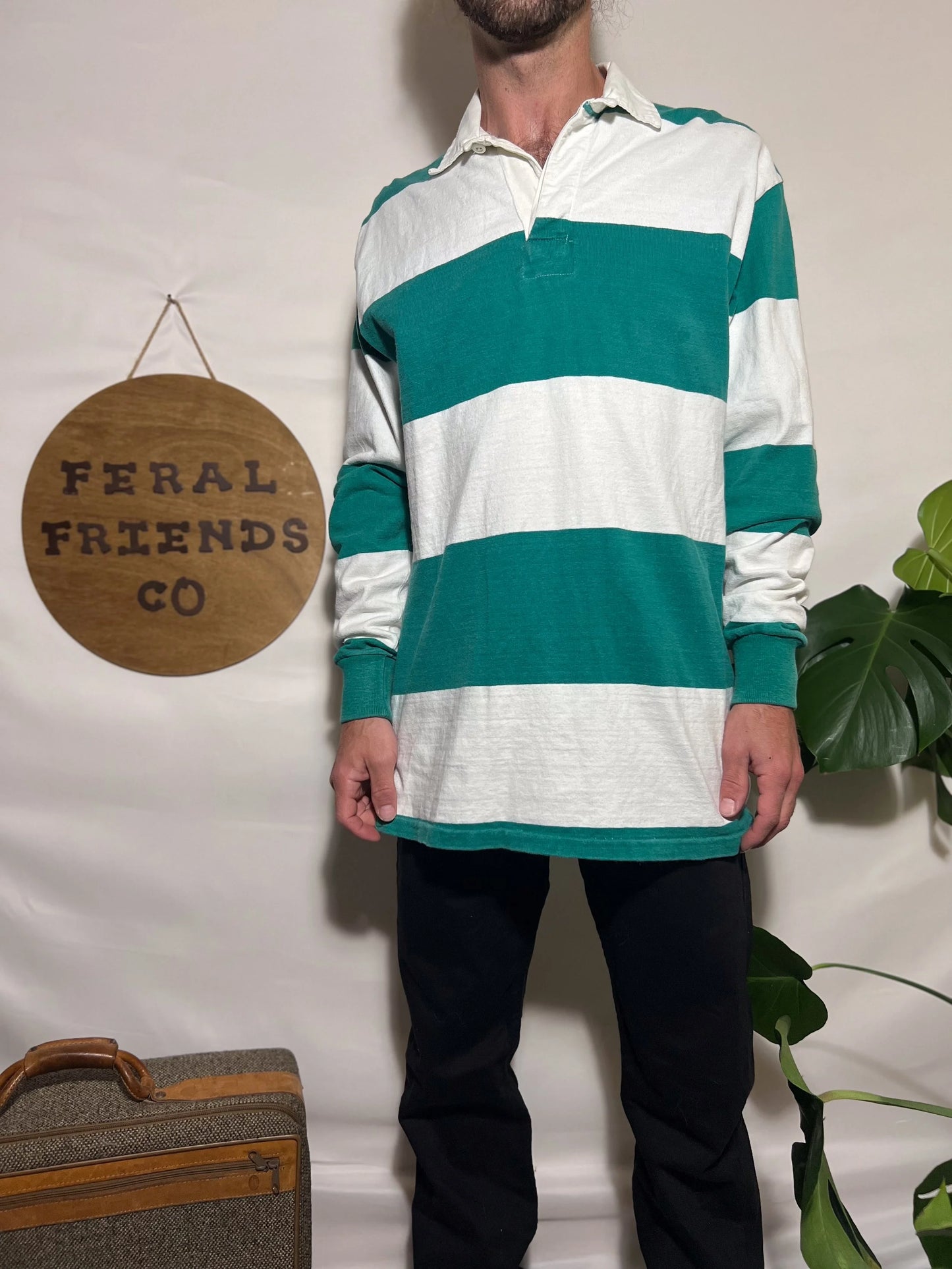 Vintage GAP Men’s Green White Stripe Button Down Shirt