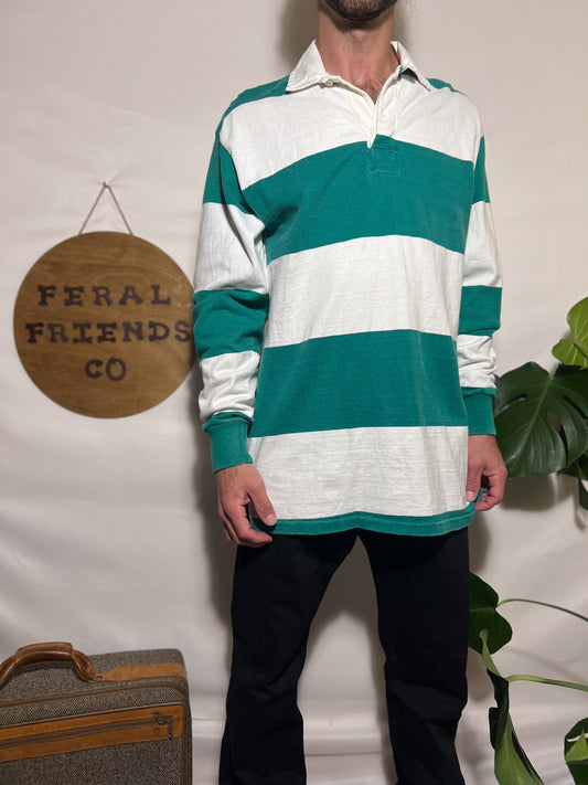 Vintage GAP Men’s Green White Stripe Button Down Shirt