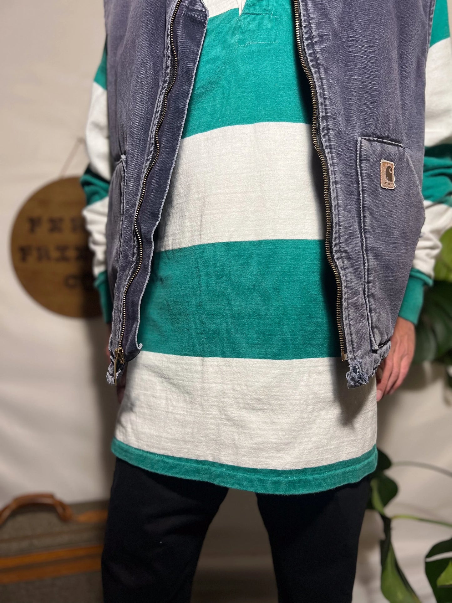 Vintage GAP Men’s Green White Stripe Button Down Shirt