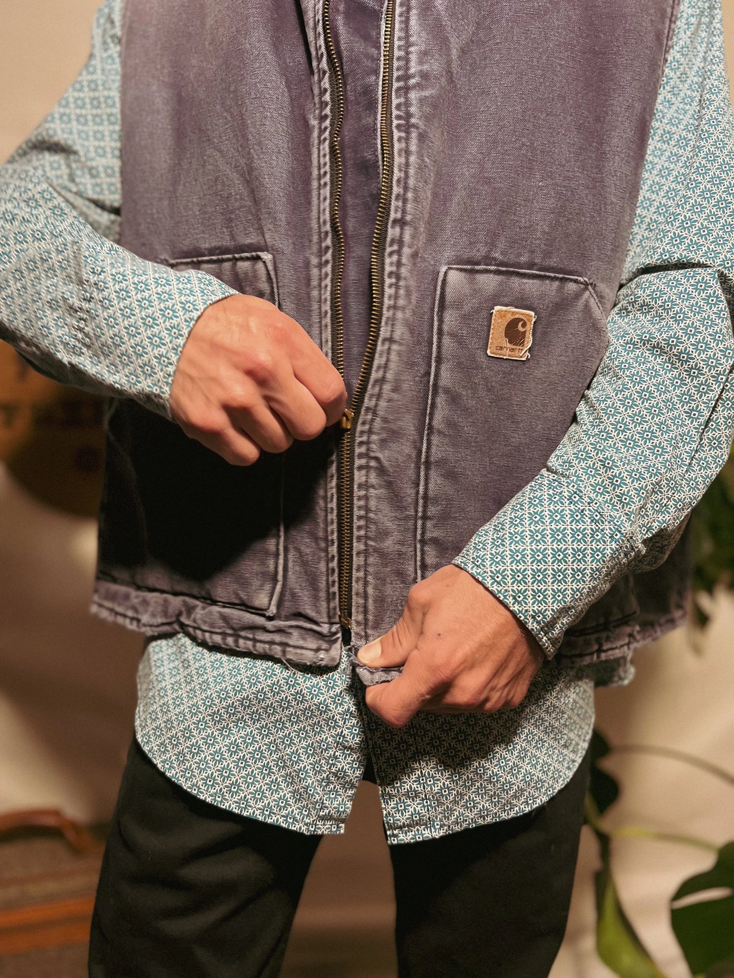 Carhartt Men’s Dark Grey Faded Canvas Workwear Vest