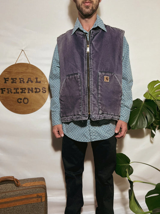 Carhartt Men’s Dark Grey Faded Canvas Workwear Vest