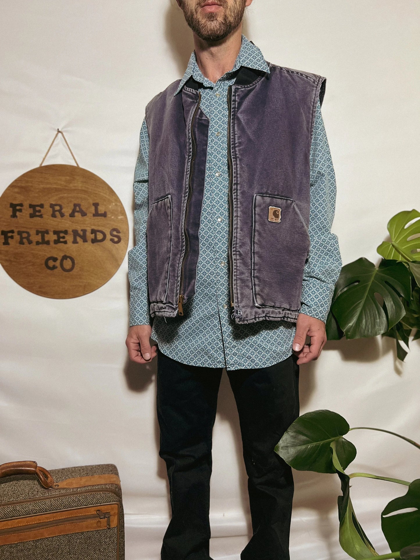 Carhartt Men’s Dark Grey Faded Canvas Workwear Vest