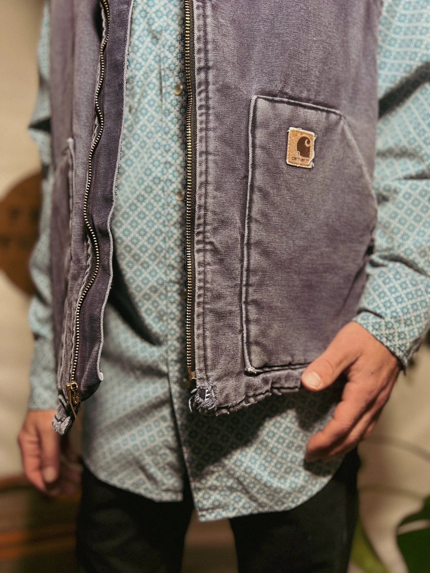 Carhartt Men’s Dark Grey Faded Canvas Workwear Vest