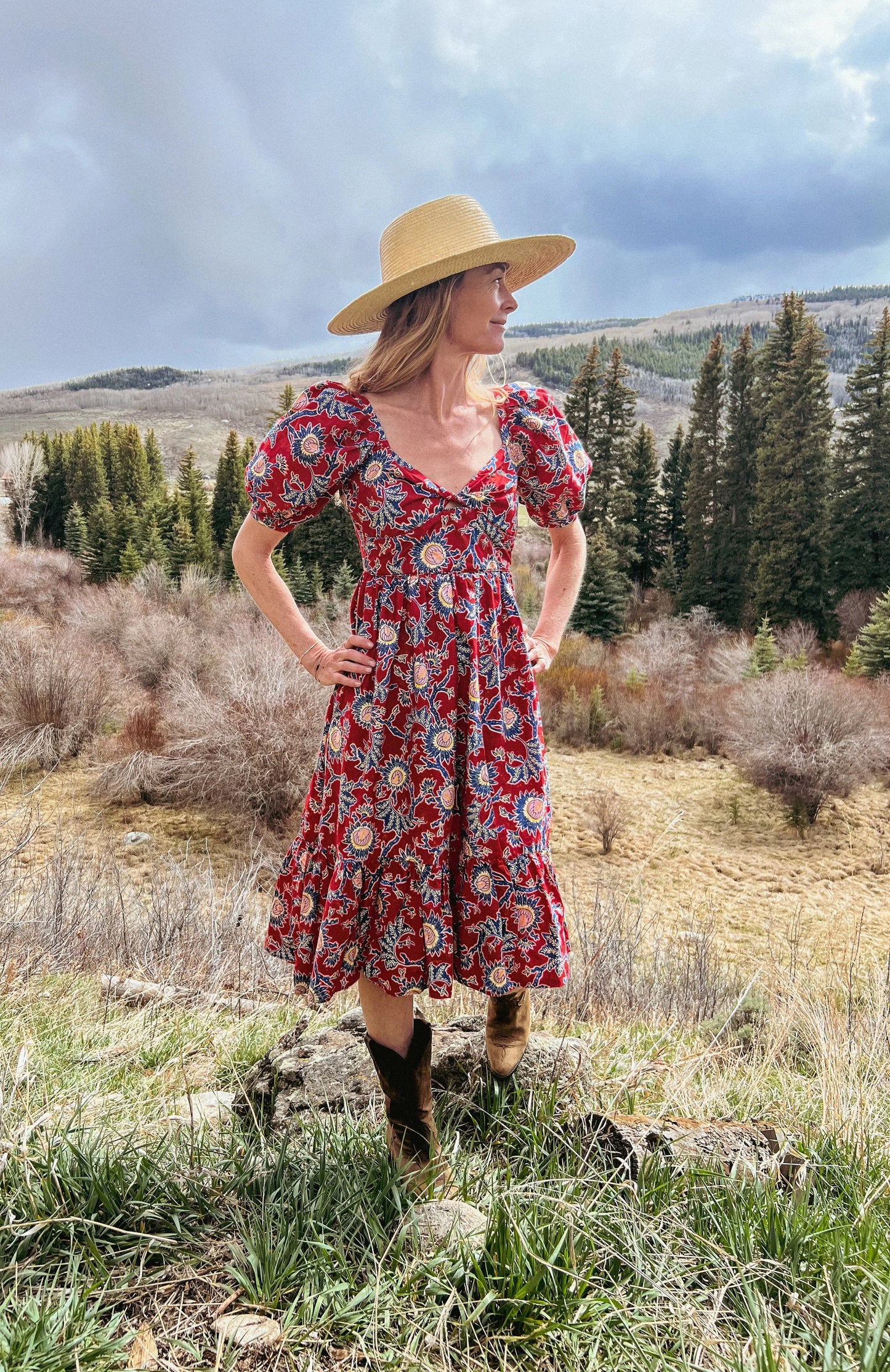 House of Harlow 1960 Red Floral Cotton Dress