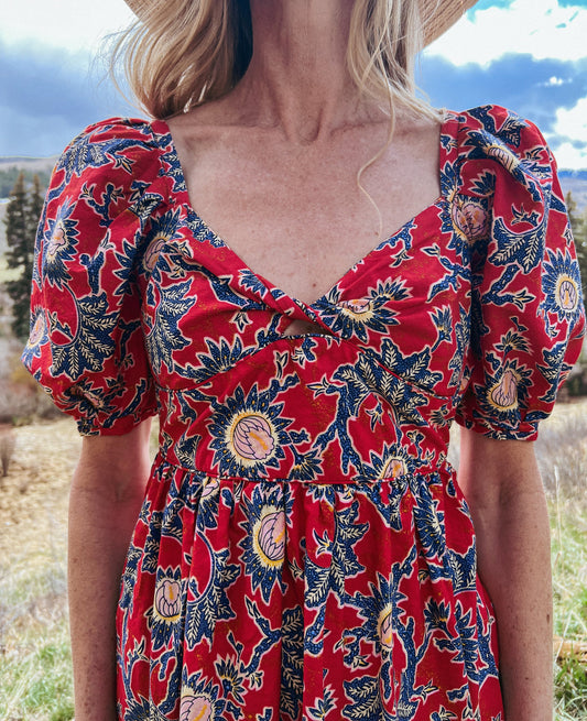 House of Harlow 1960 Red Floral Cotton Dress