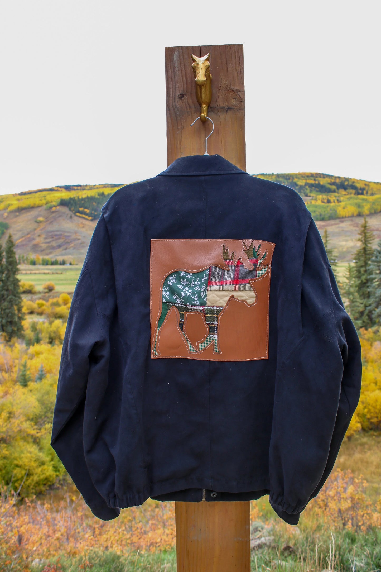 “Lodge Life” – Upcycled Vintage Tehama Bomber Jacket w/ Moose Patch